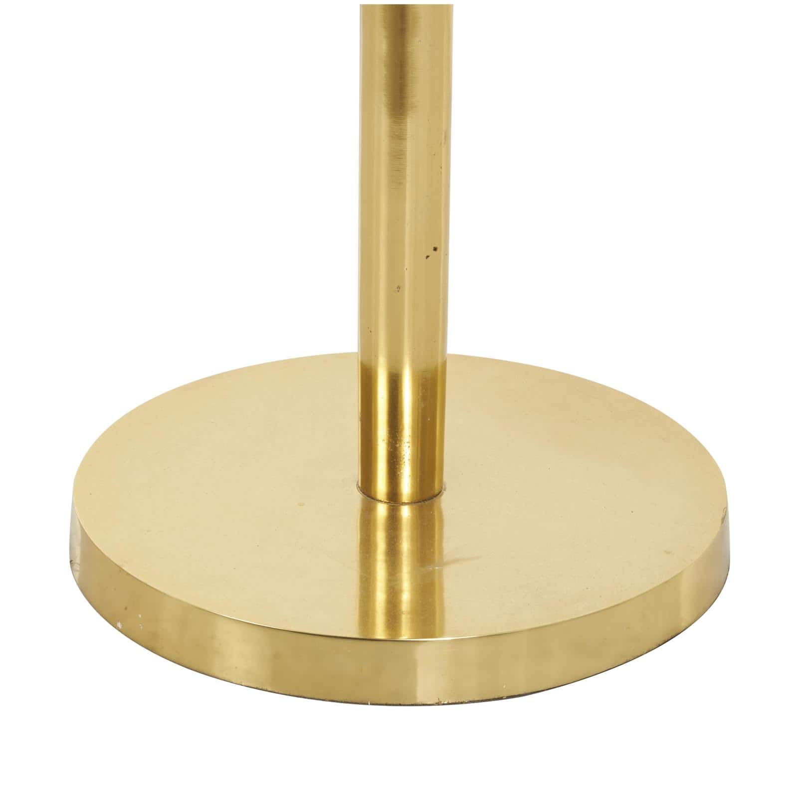 19.25" x 19.75" Gold Metal Geometric Pedestal Accent with White Marble Tabletop