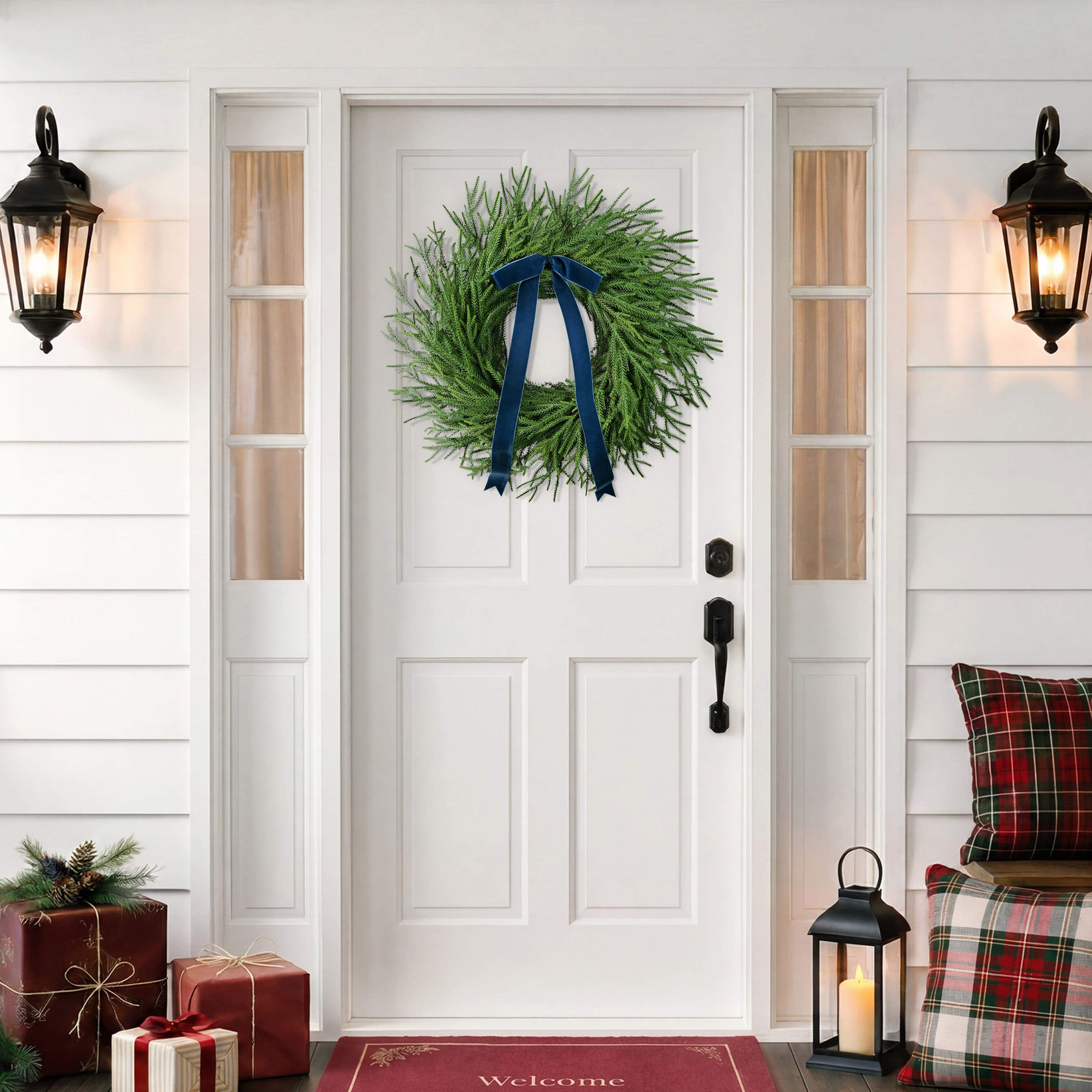 Puleo International 24" Unlit Artificial Spruce Wreath with Bow