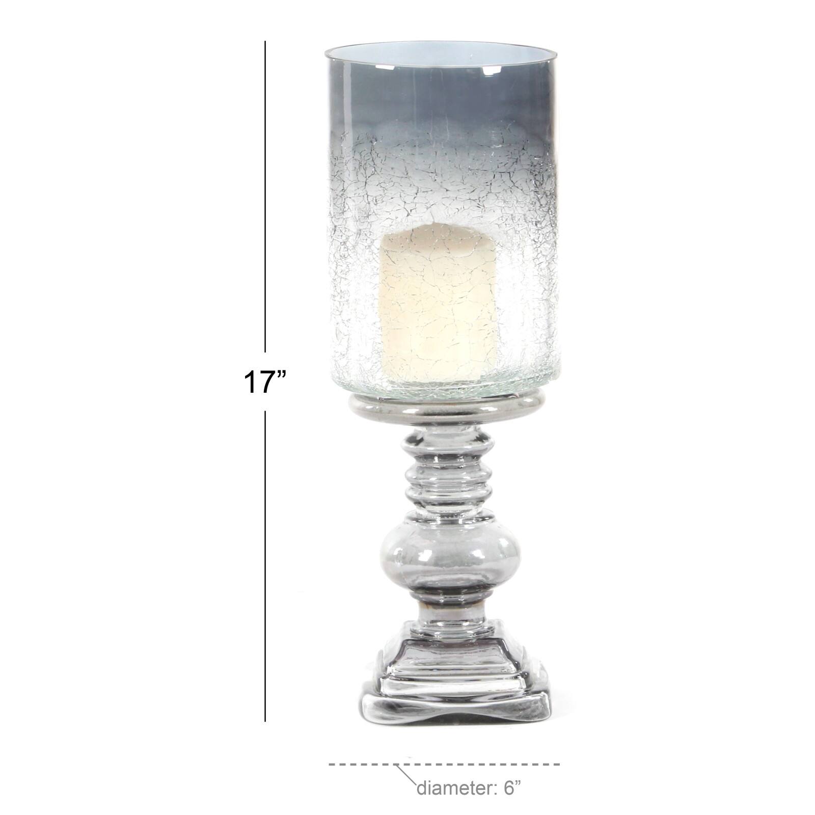 17" Black Glass Traditional Candle Holder