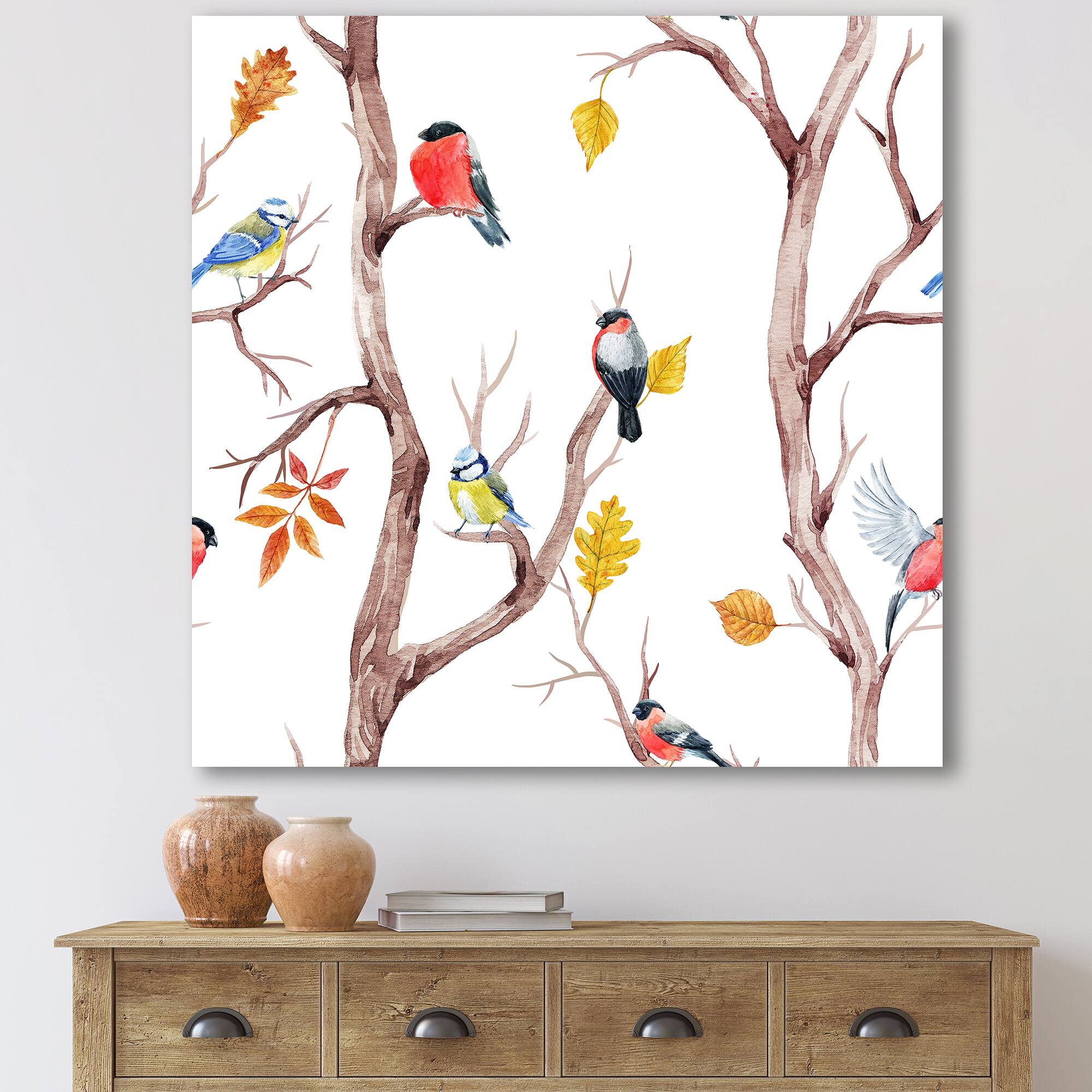 Designart - Fall Trees and Little Birds