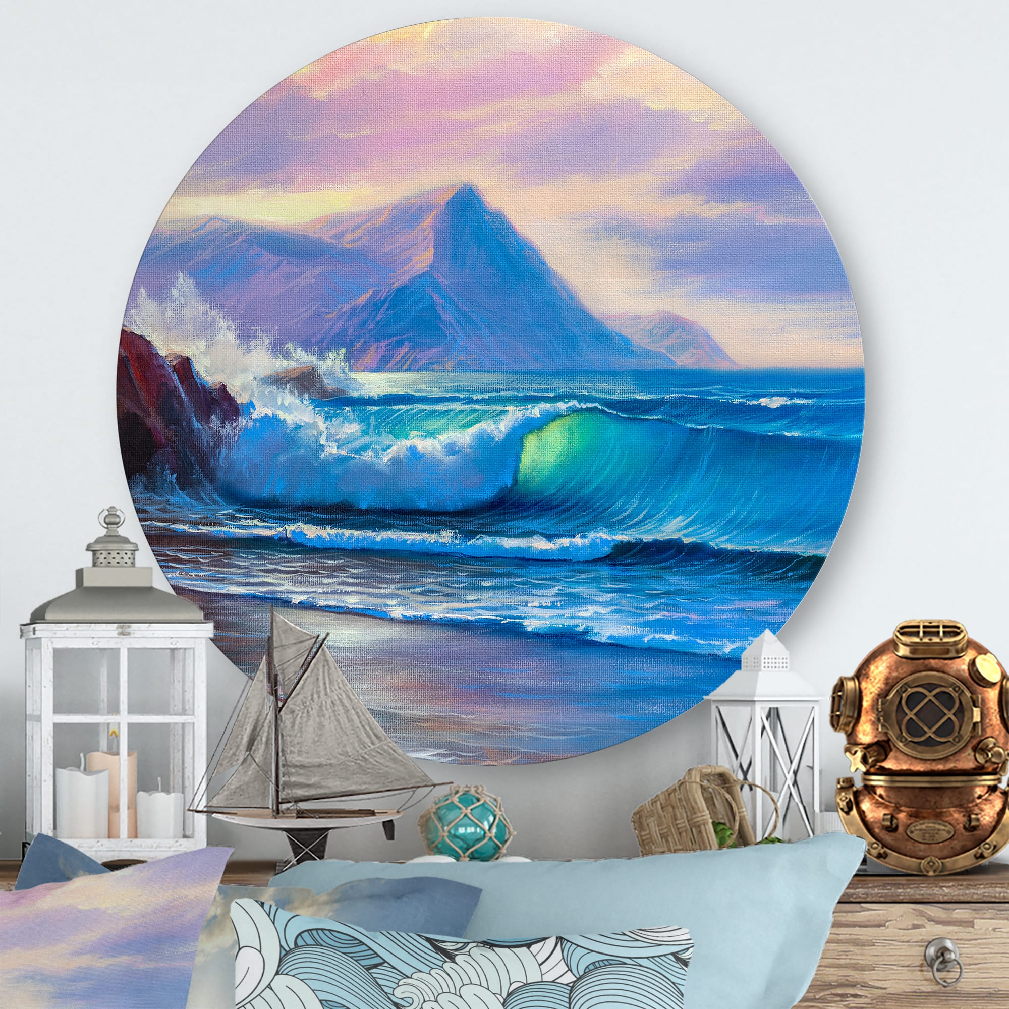 Designart - Blue Waves Breaking At The Beach I