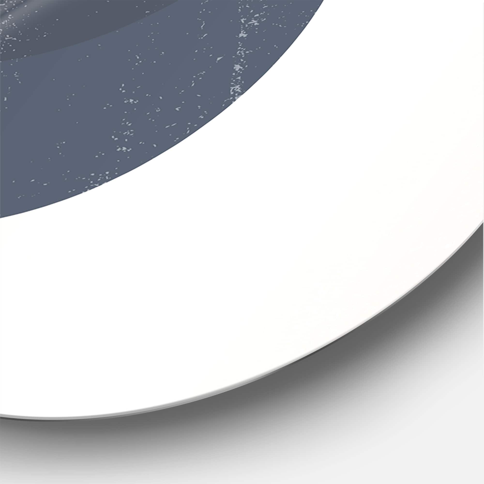 Designart - Abstract Geometrical Sun and Moon With Leaf IV - Modern Metal Circle Wall Art