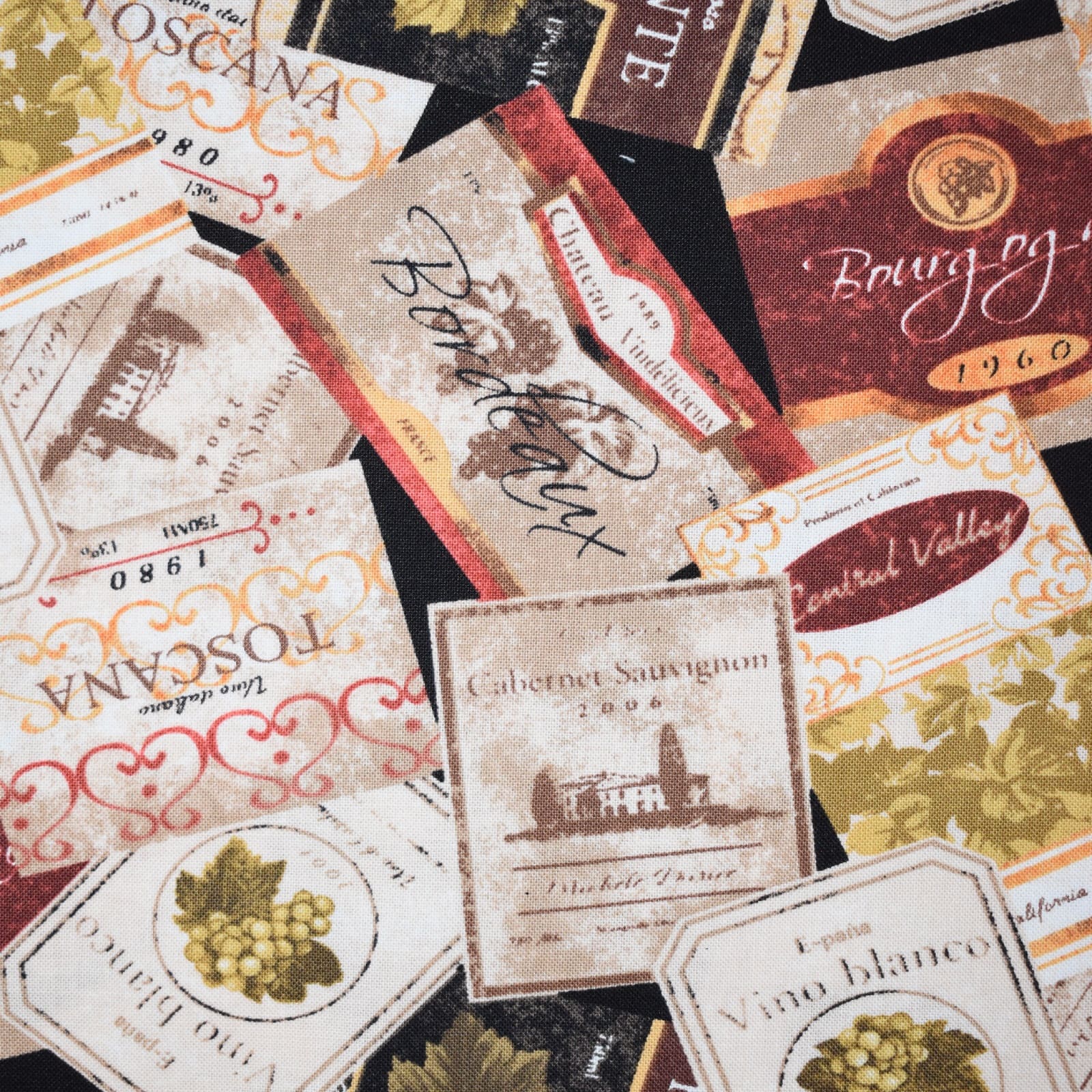 Feldman Wine Labels Cotton Fabric