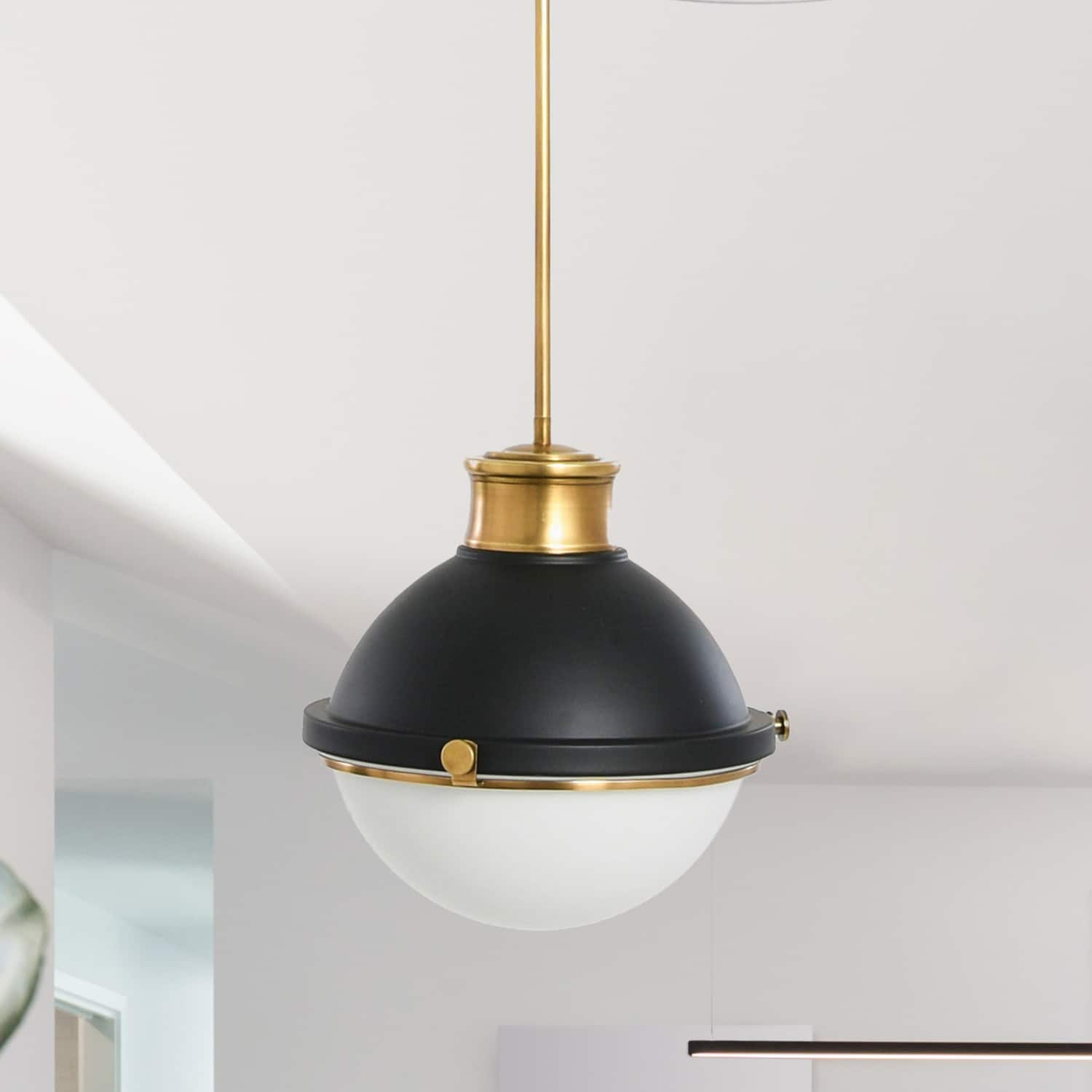 Hello Honey® Robert Stevenson Lighting Cameron Two-Tone Metal & Frosted Glass Ceiling Light