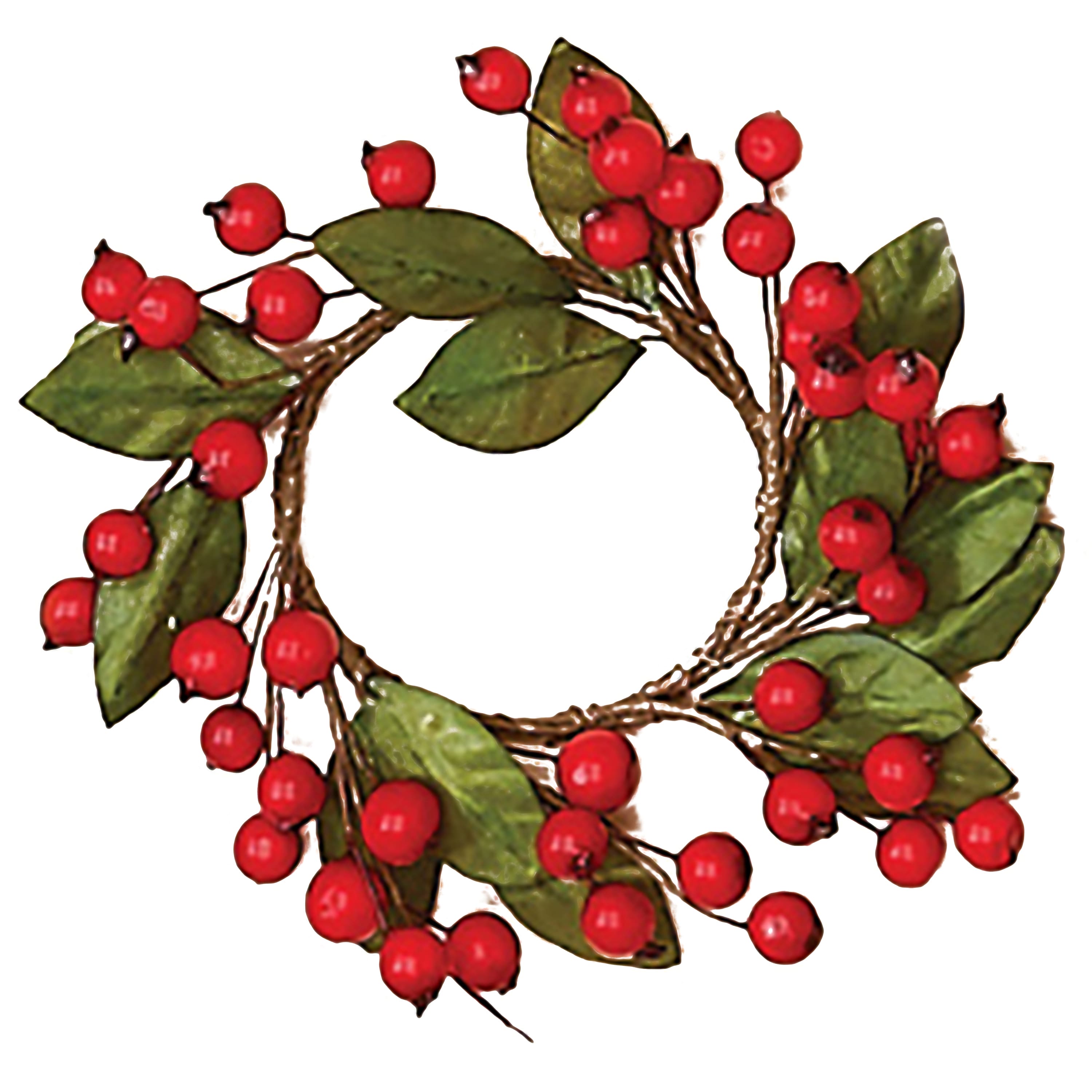 2.75" Christmas Berry & Leaf Candle Ring, 2ct.