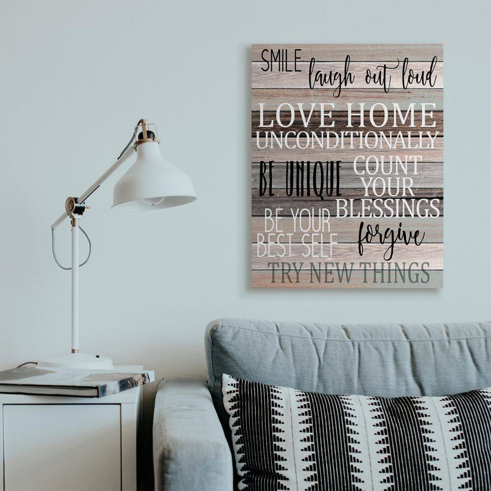 Stupell Industries Inspirational Be You Phrases on Wood Grain Brown Black Text Canvas Wall Art