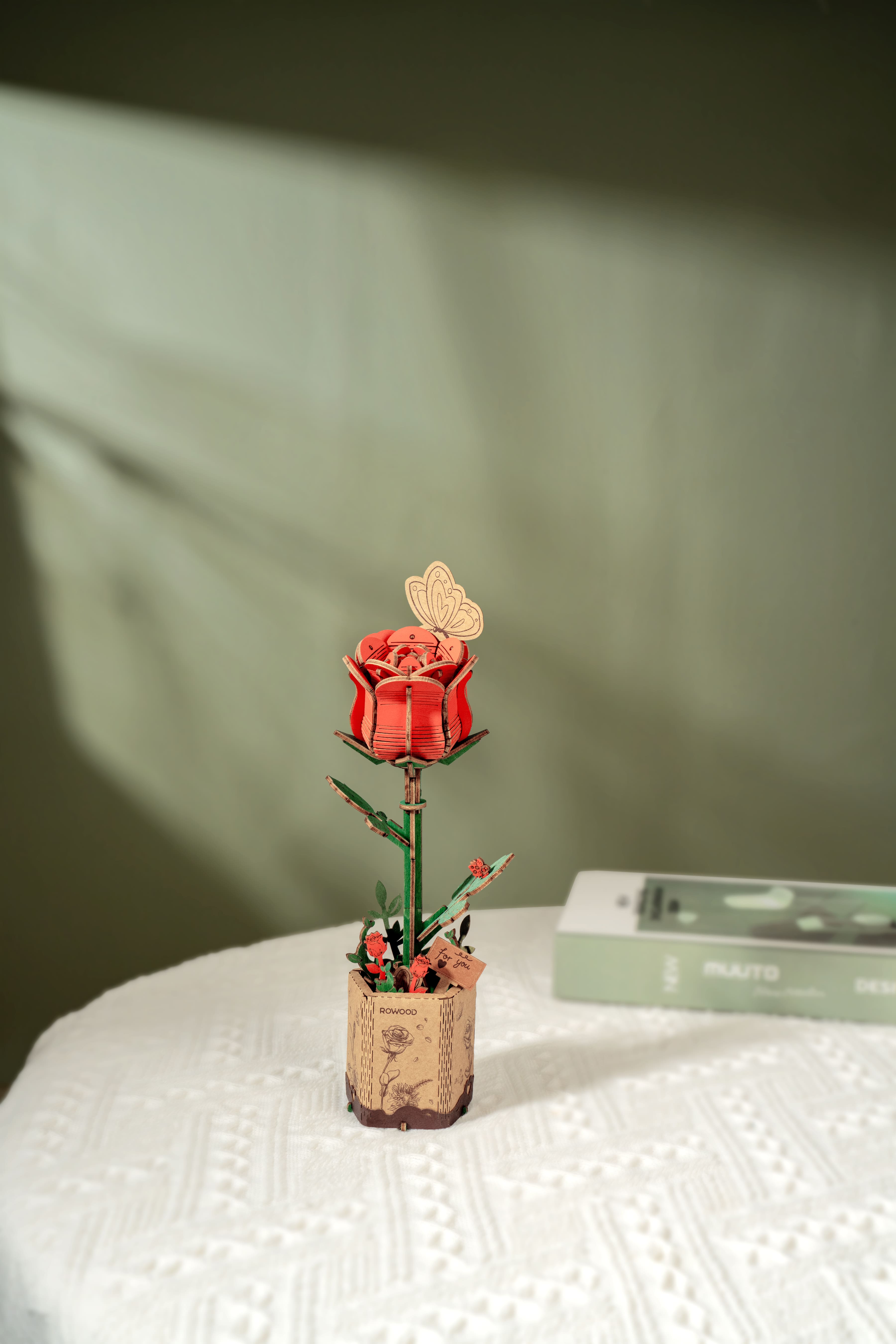 Rowood Red Rose Wooden Bloom Craft