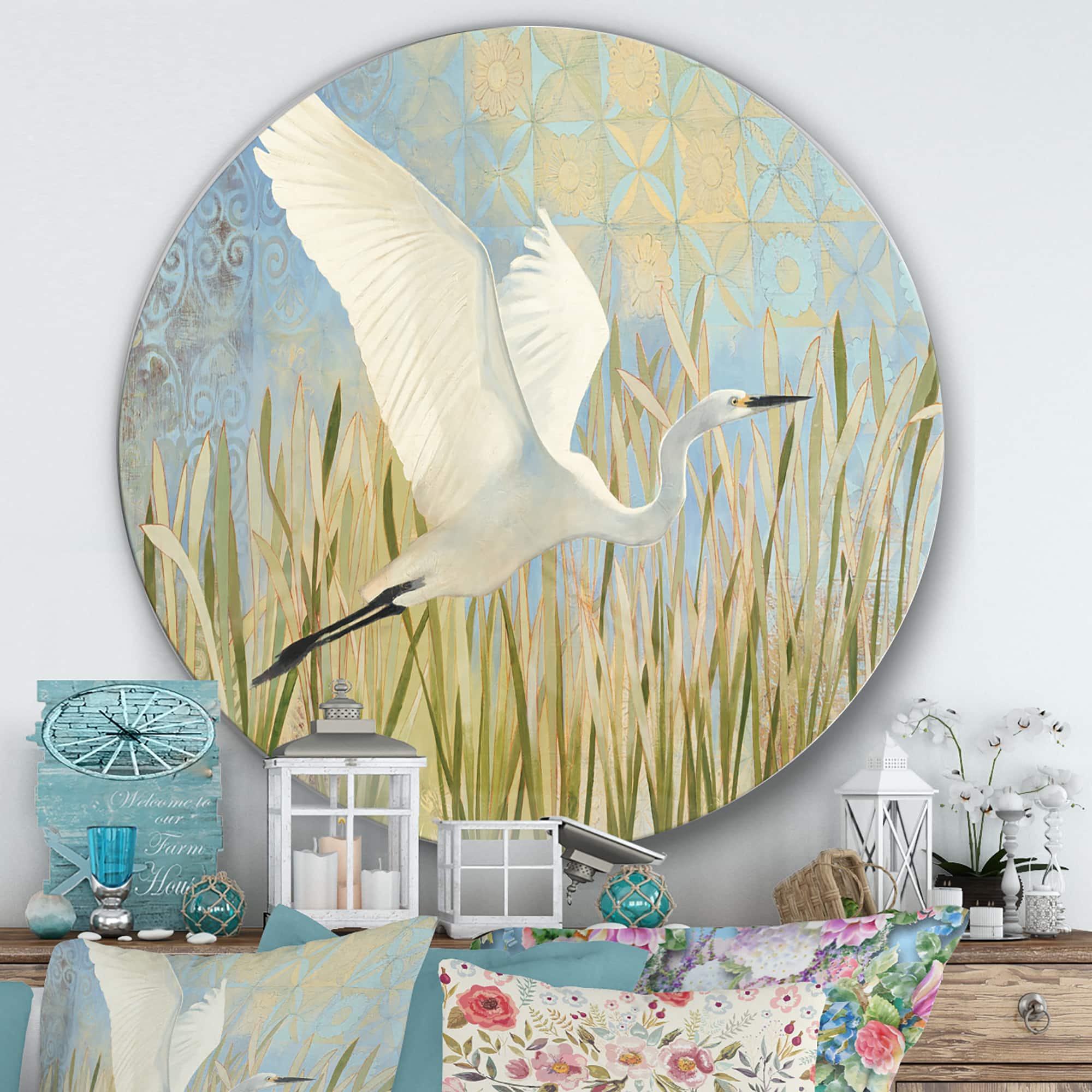 Designart - Snowy Egret in Flight vII