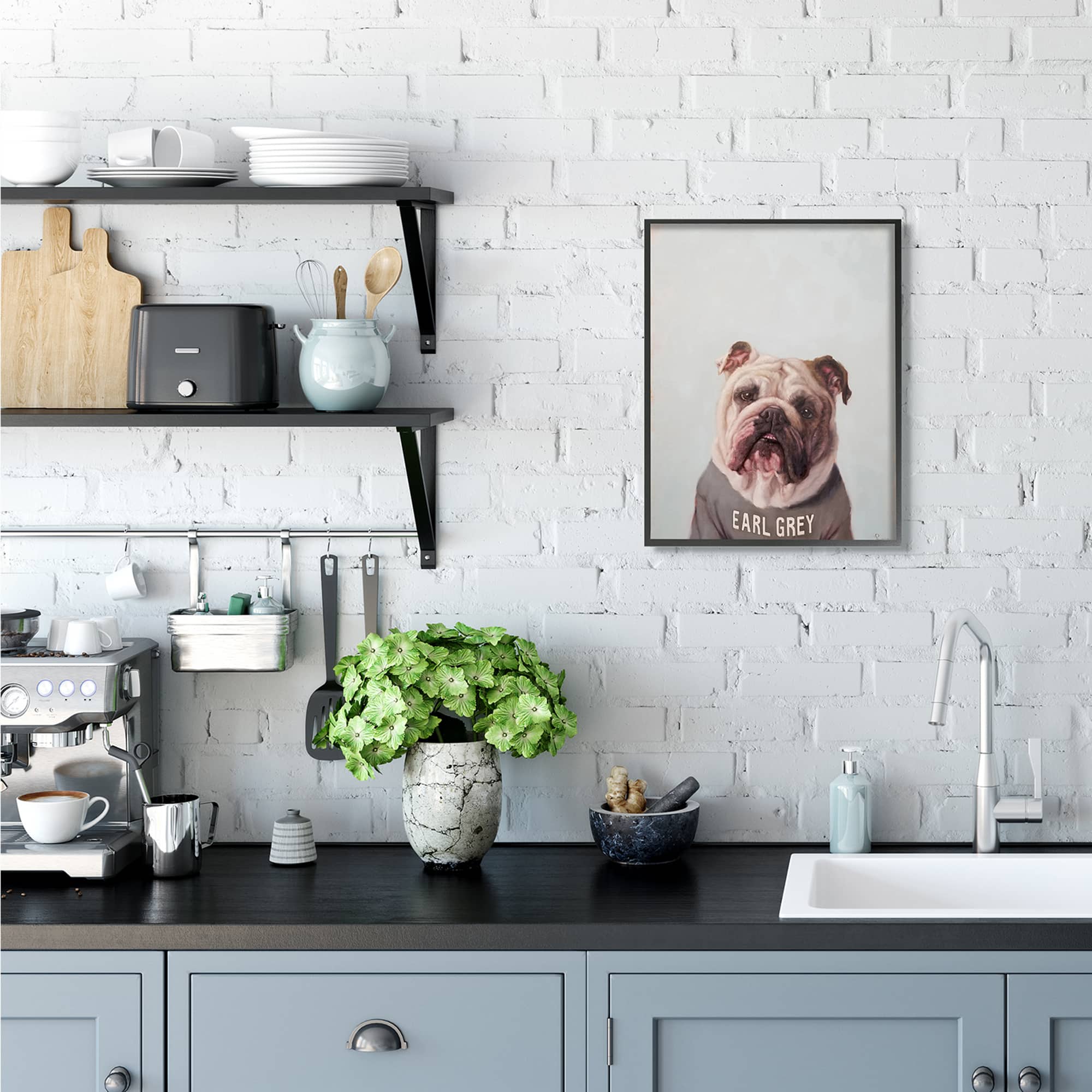 Stupell Industries Earl Grey English Bulldog Black Framed Wall Art
