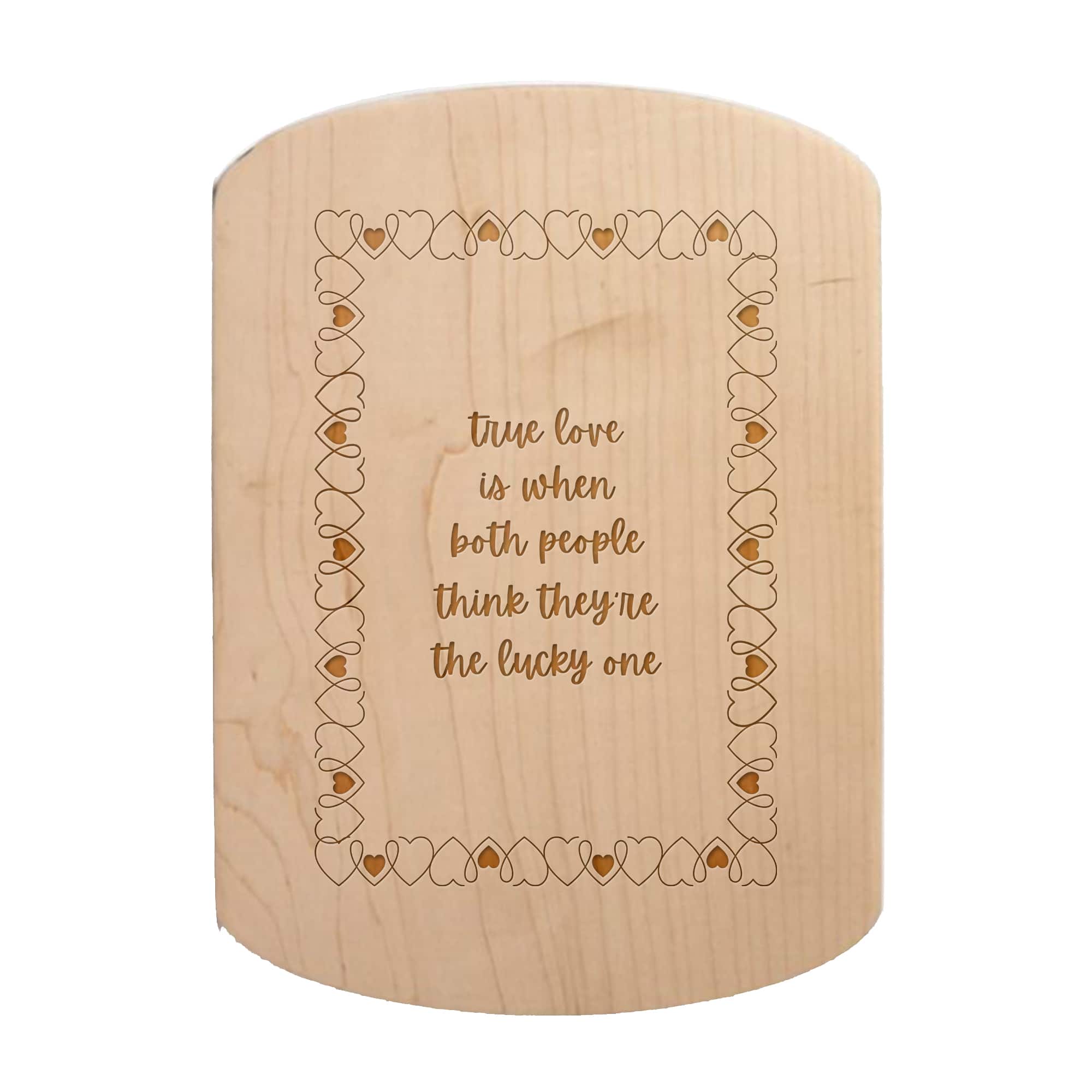 11" x 8" True Love Lucky Ones Maple Oval Cutting Board