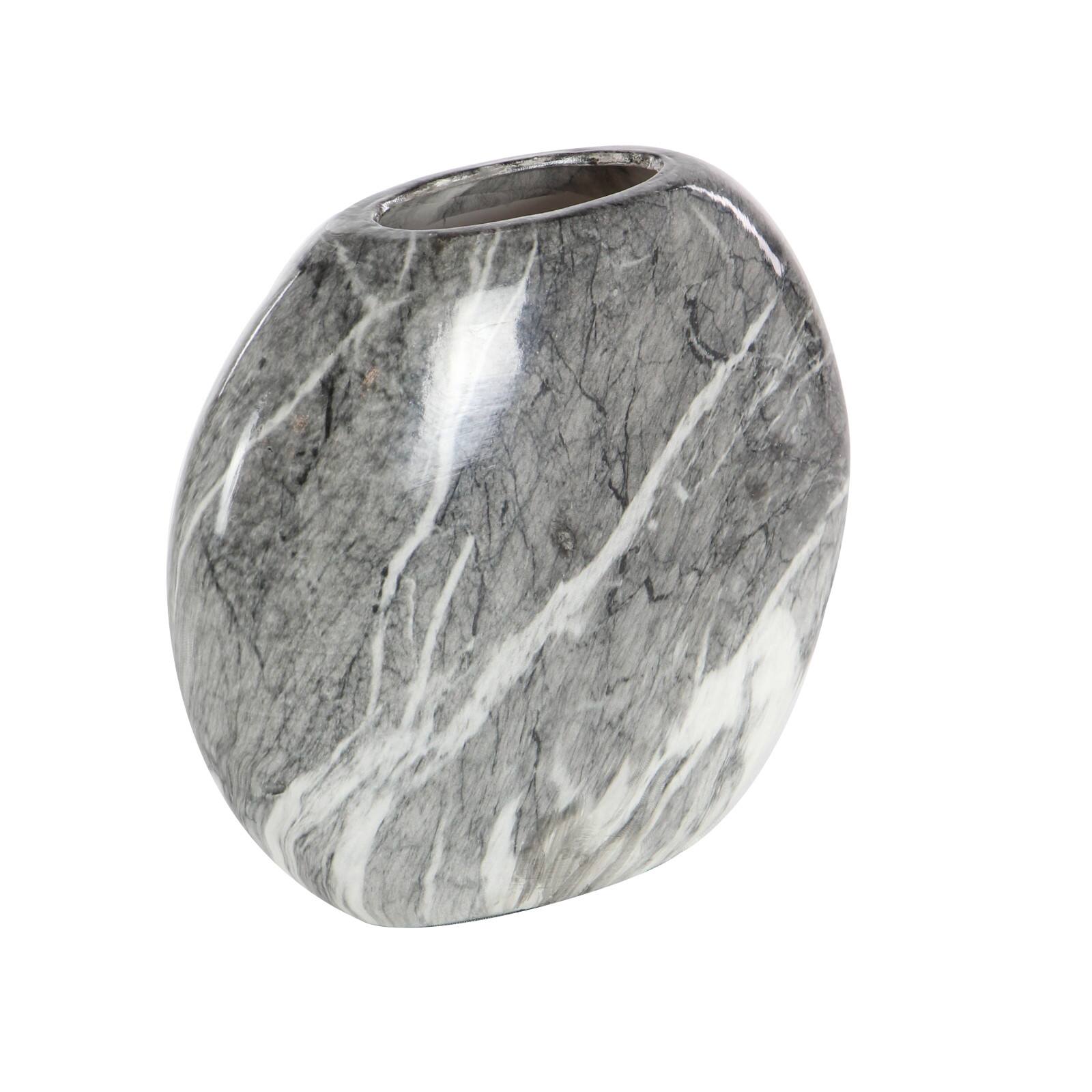 Set of 3 Grey Stoneware Contemporary Vase, 9" x 8"