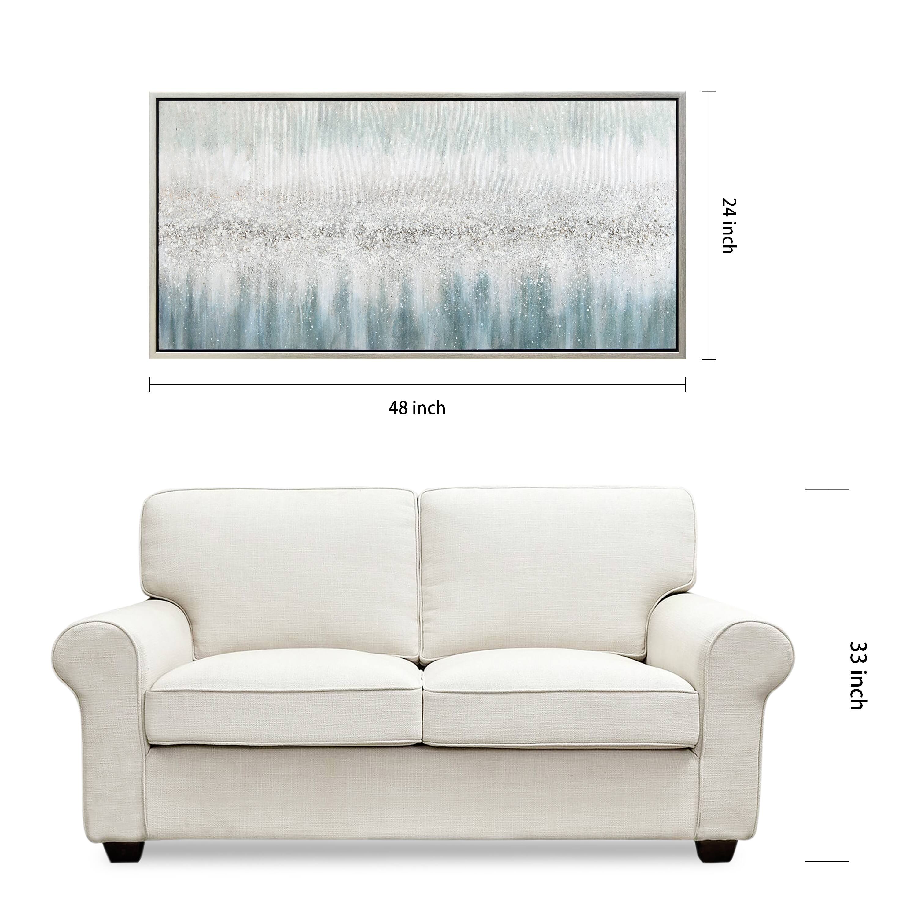 Empire Art Direct 48" x 24" Silver Mist Textured Glitter Hand Painted Framed Canvas Wall Art