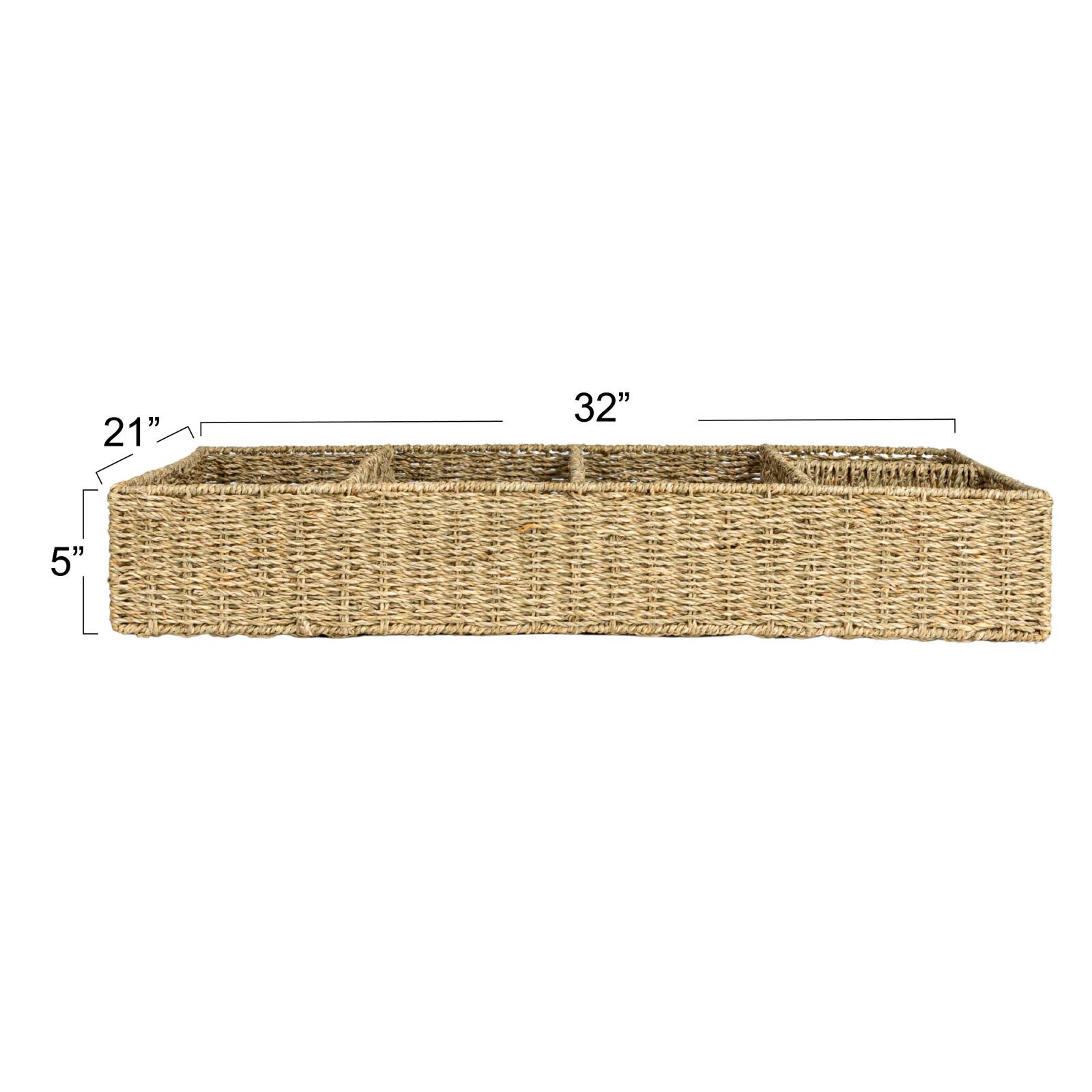 Hello Honey® 32" x 21" Natural 5-Section Handwoven Seagrass Tray