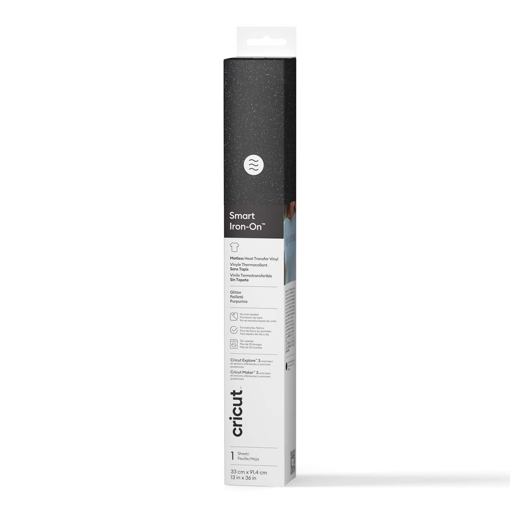 Cricut® Smart Iron-On™ Glitter Heat-Transfer Vinyl in Black | 13" x 3ft | Michaels®