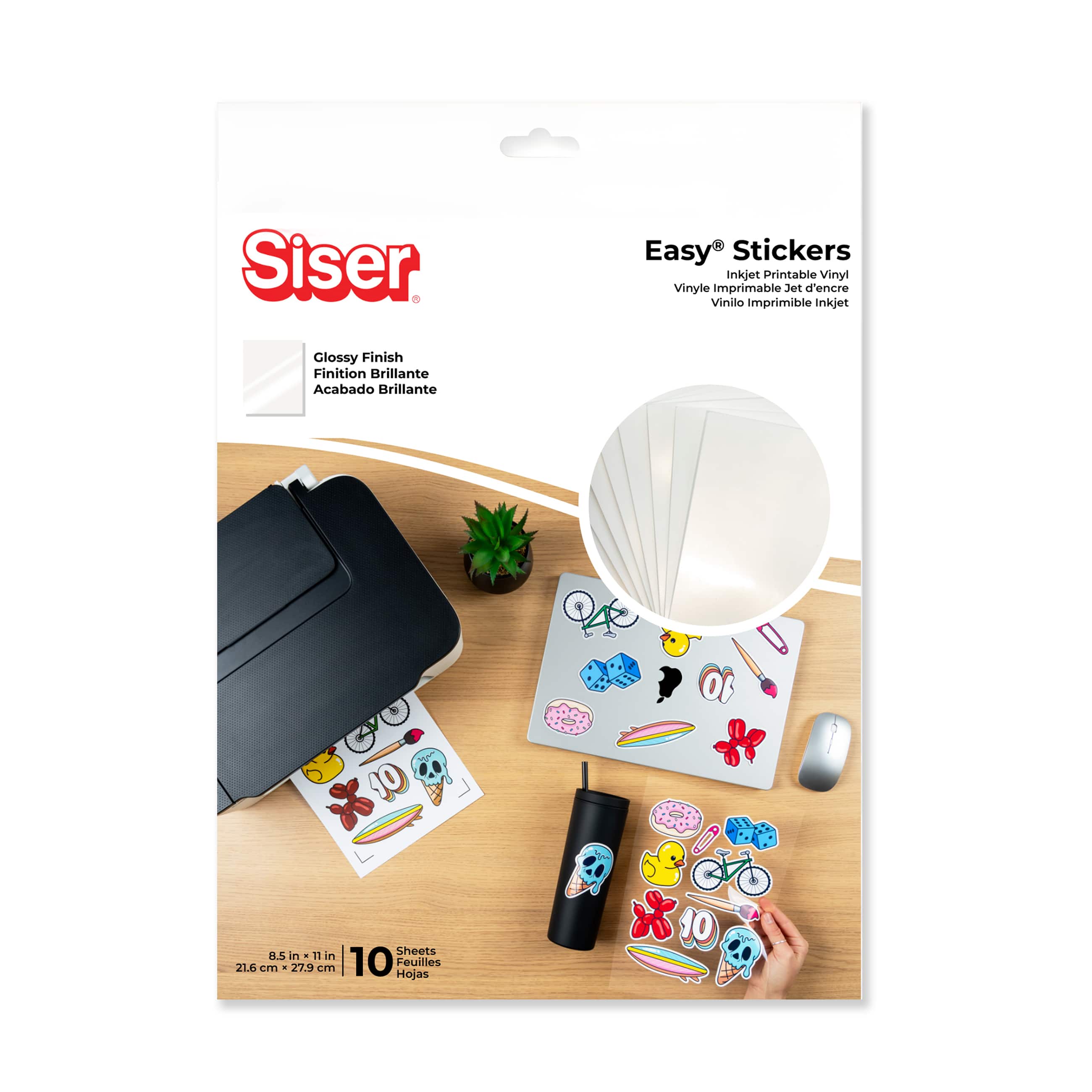 Siser® Easy® Stickers 8.5" x 11" Glossy Inkjet Printable Vinyl Sheets, 10ct.