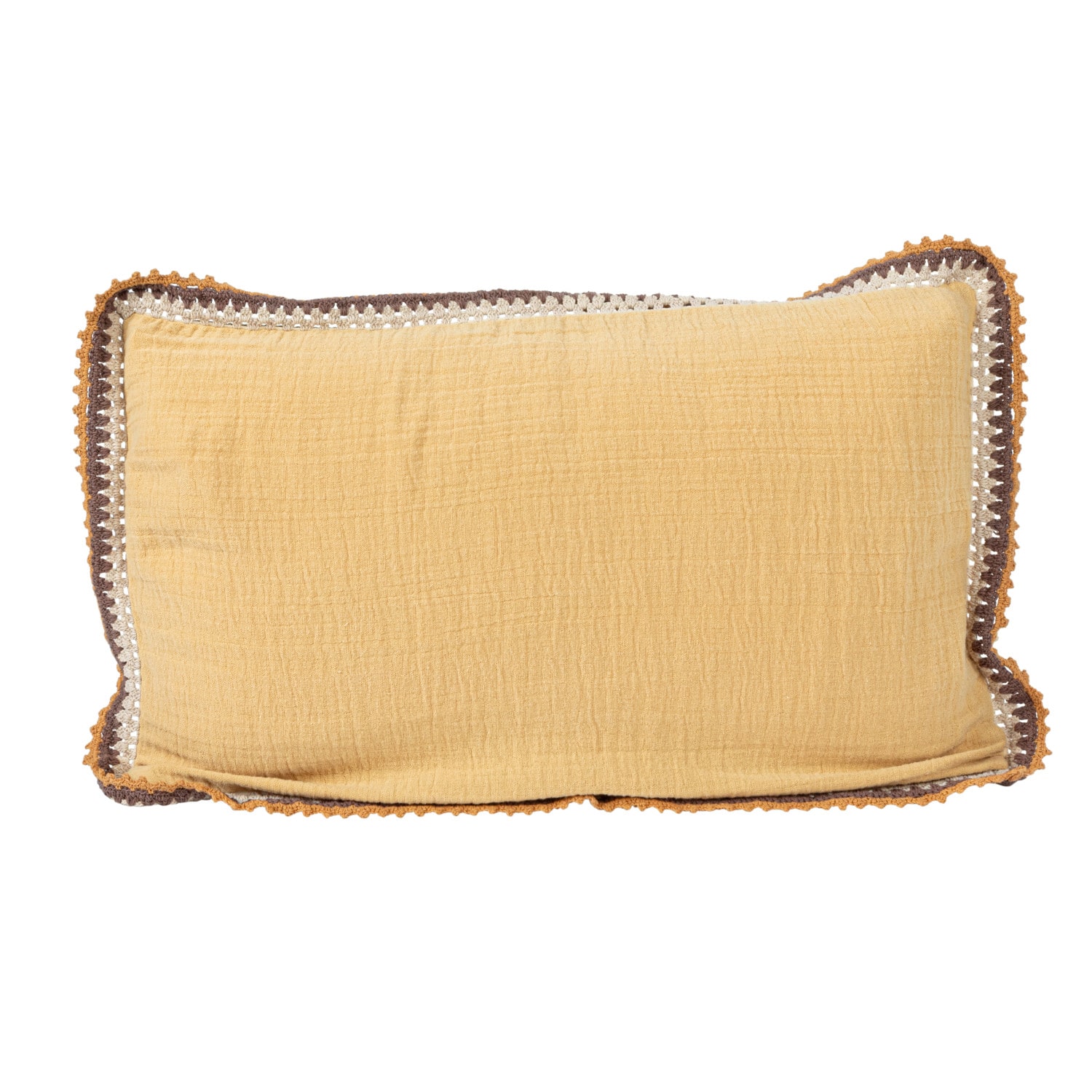 Hello Honey® Multicolored Cotton Lumbar Pillow with Crocheted Edge