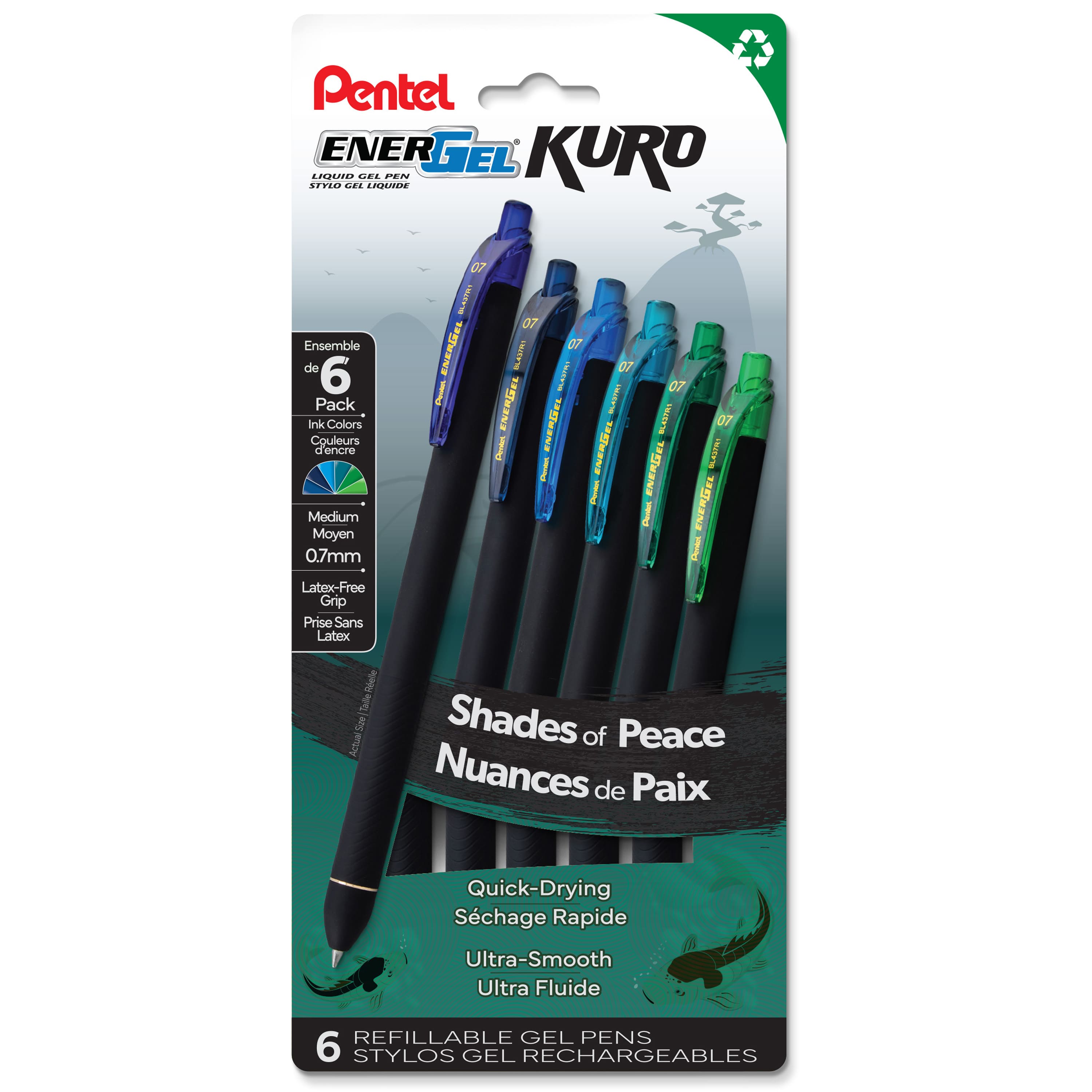 Pentel EnerGel® Kuro Shades of Peace 0.7mm Liquid Gel Pen Set