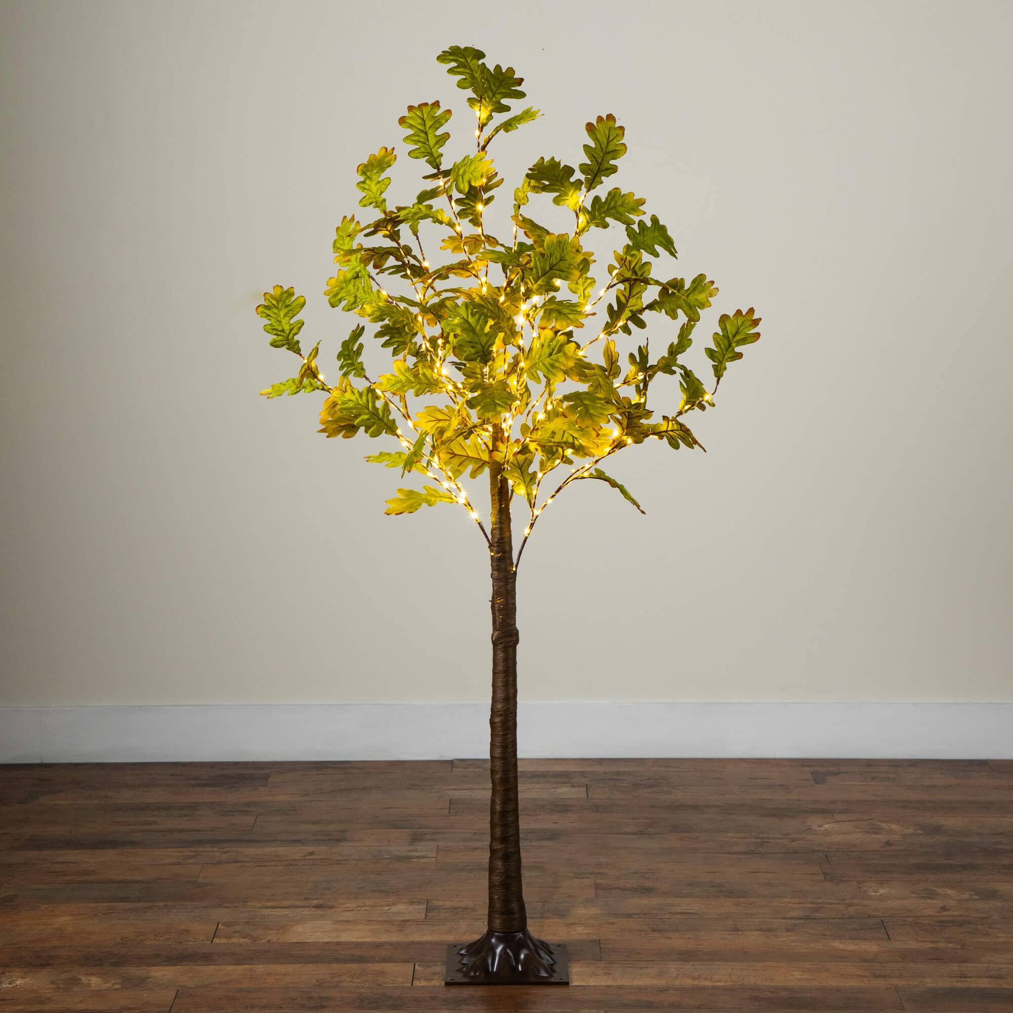 6ft. Pre-Lit Green Autumn Oak Artificial Fall Tree with 250 Warm White LED Lights