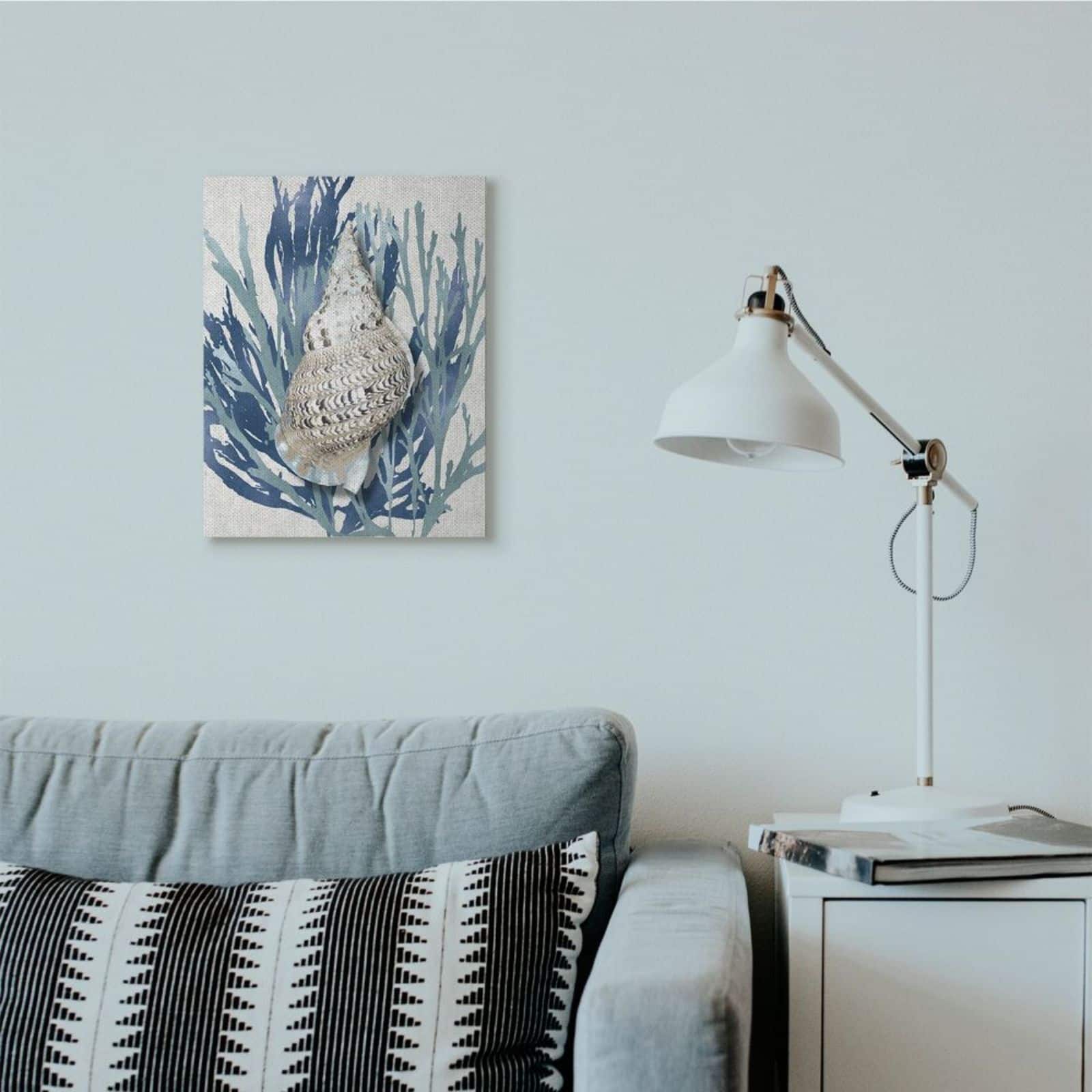 Stupell Industries Shell Coral Blue Beach Design Canvas Wall Art