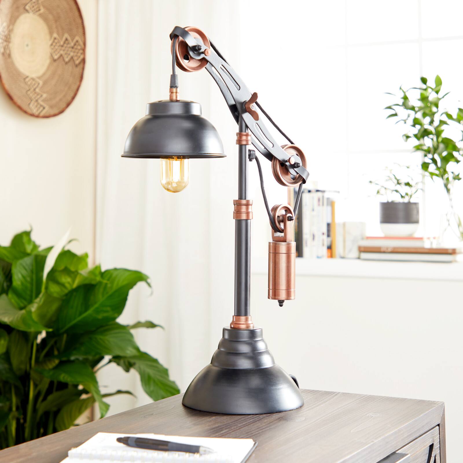 24" Black Metal Industrial Table Lamp