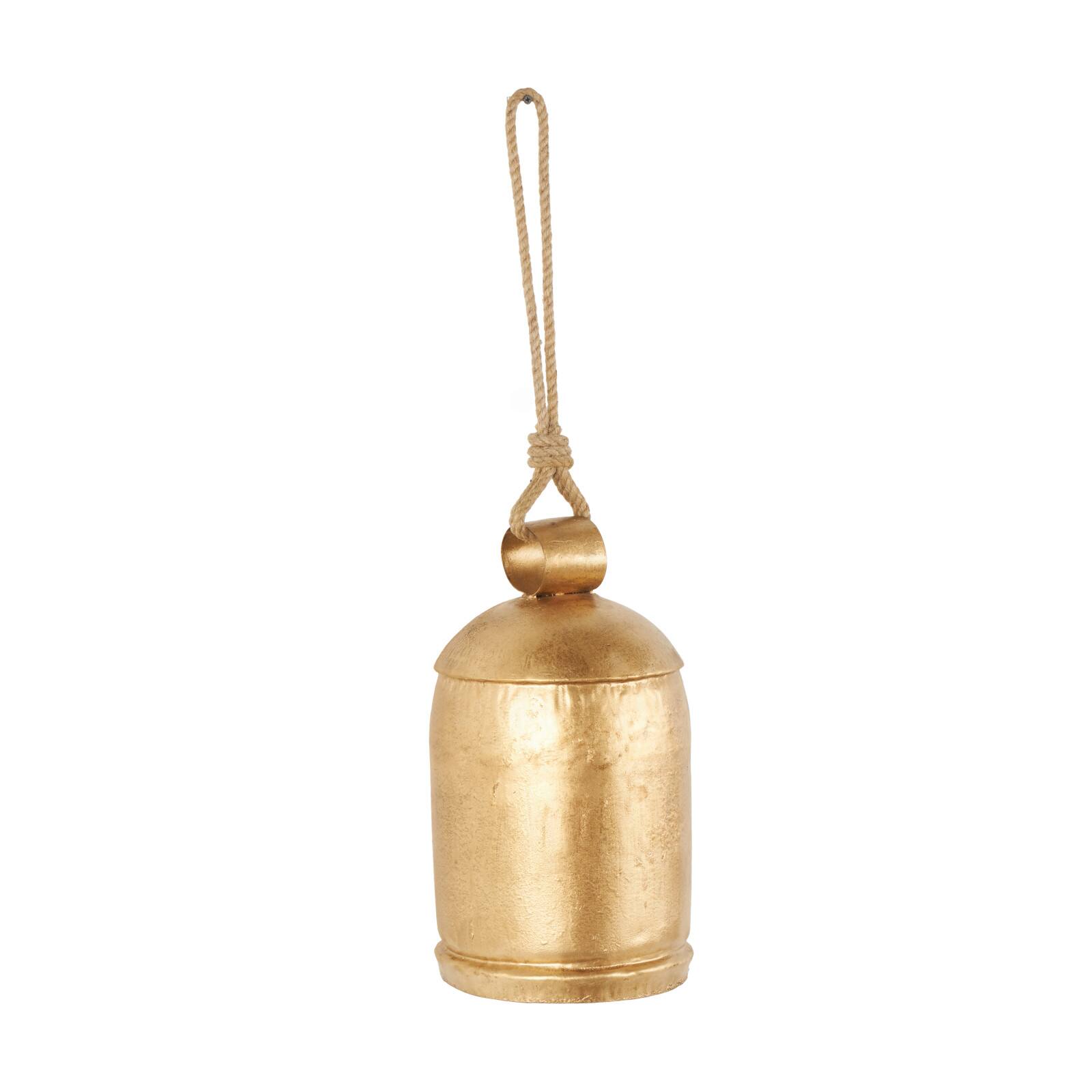 Gold Metal Decorative Bell with Jute Hanging Rope