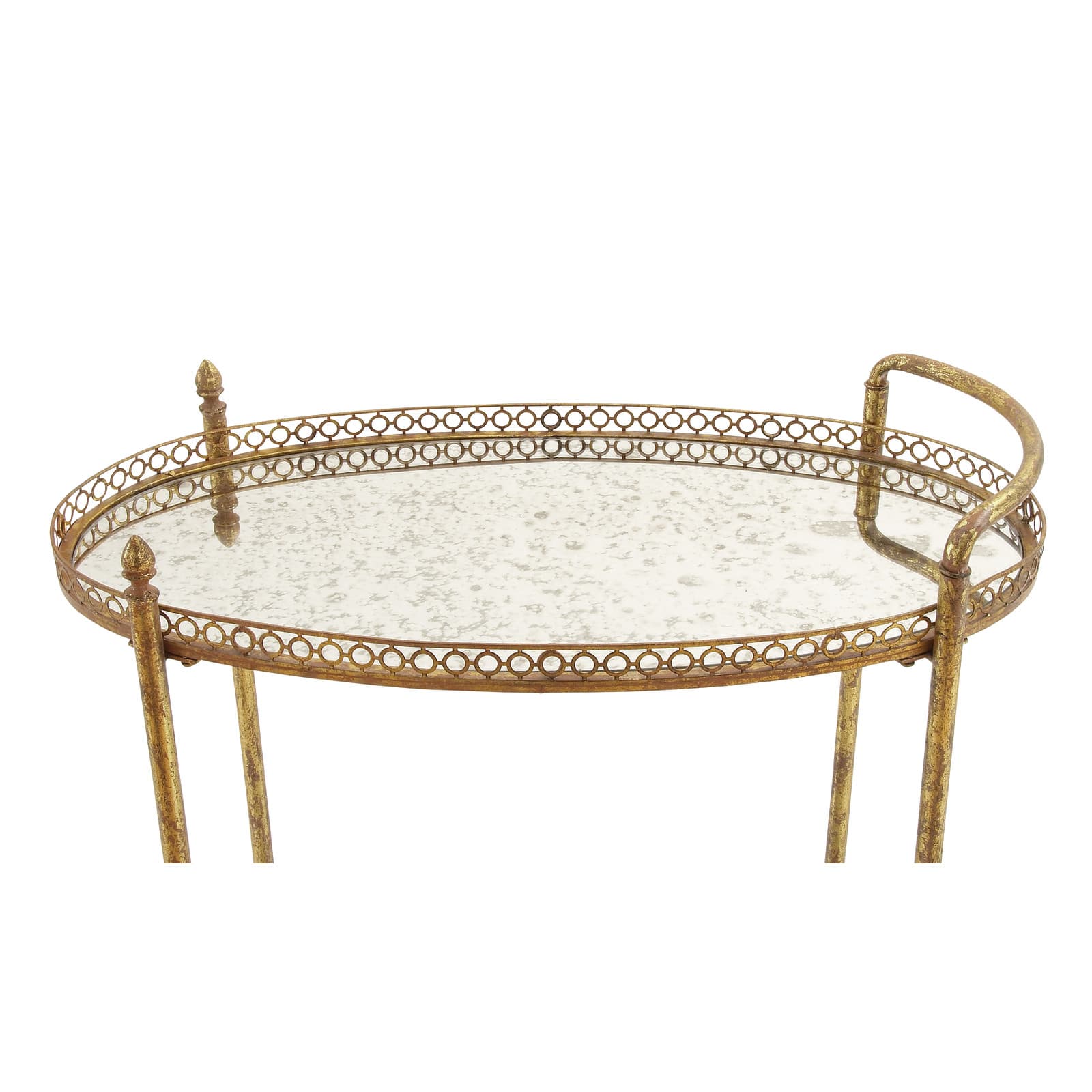 Gold Iron and Glass Traditional Bar Cart, 35" x 30" x 16"