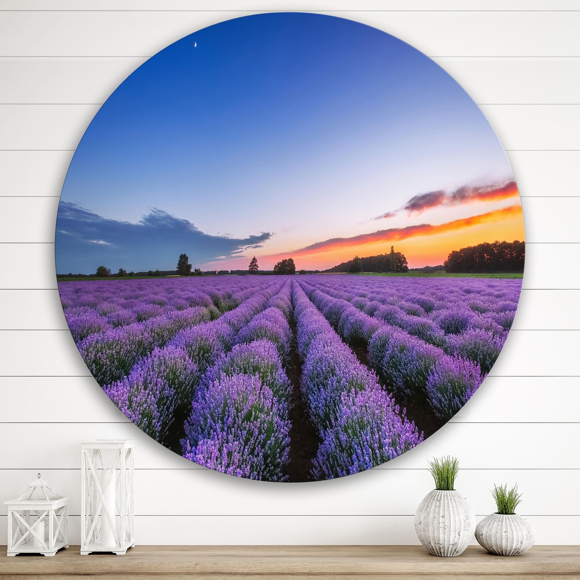 Designart - Sunrise & Dramatic Clouds Over Lavender Field I