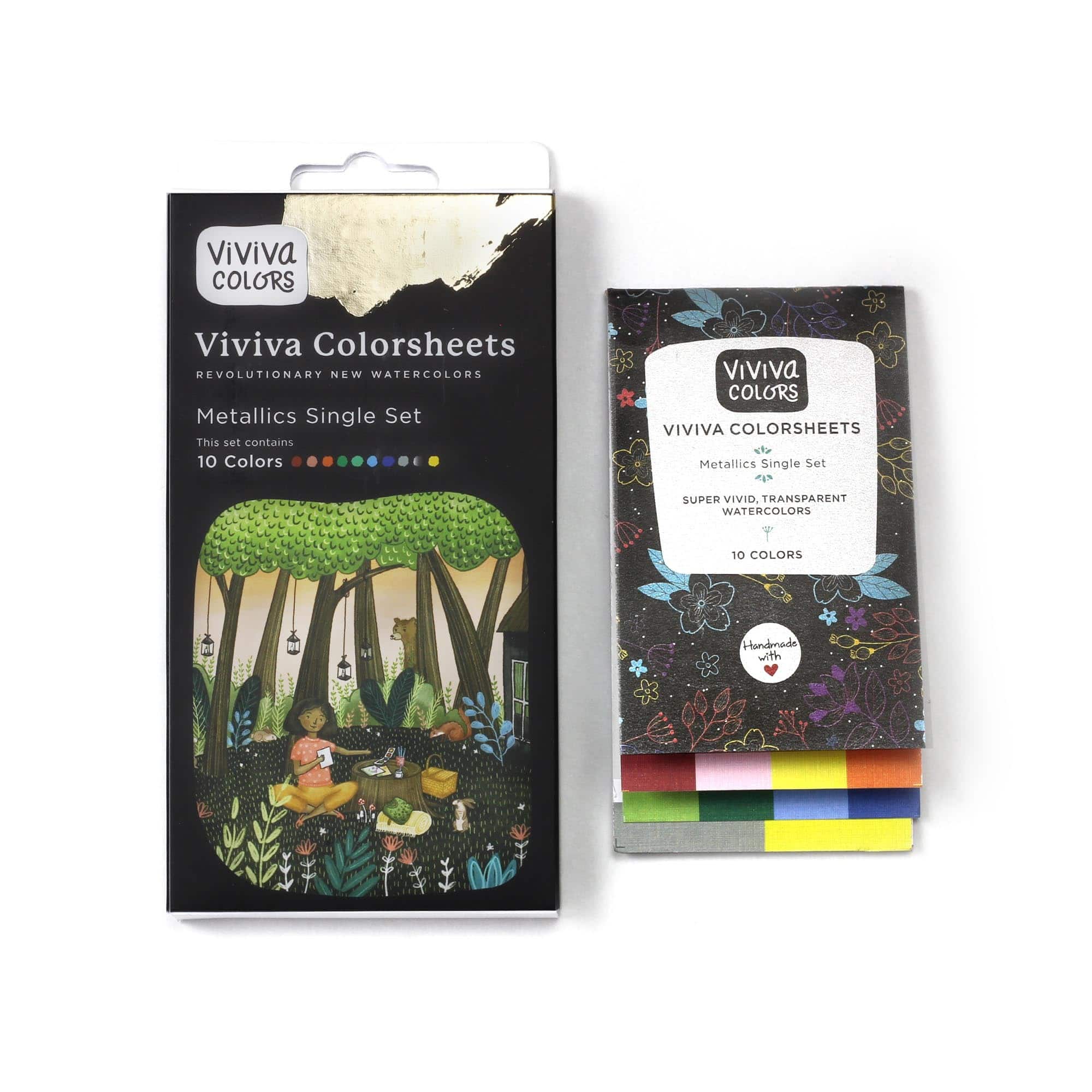 Viviva Colorsheet 10-Color Metallic Watercolor Set