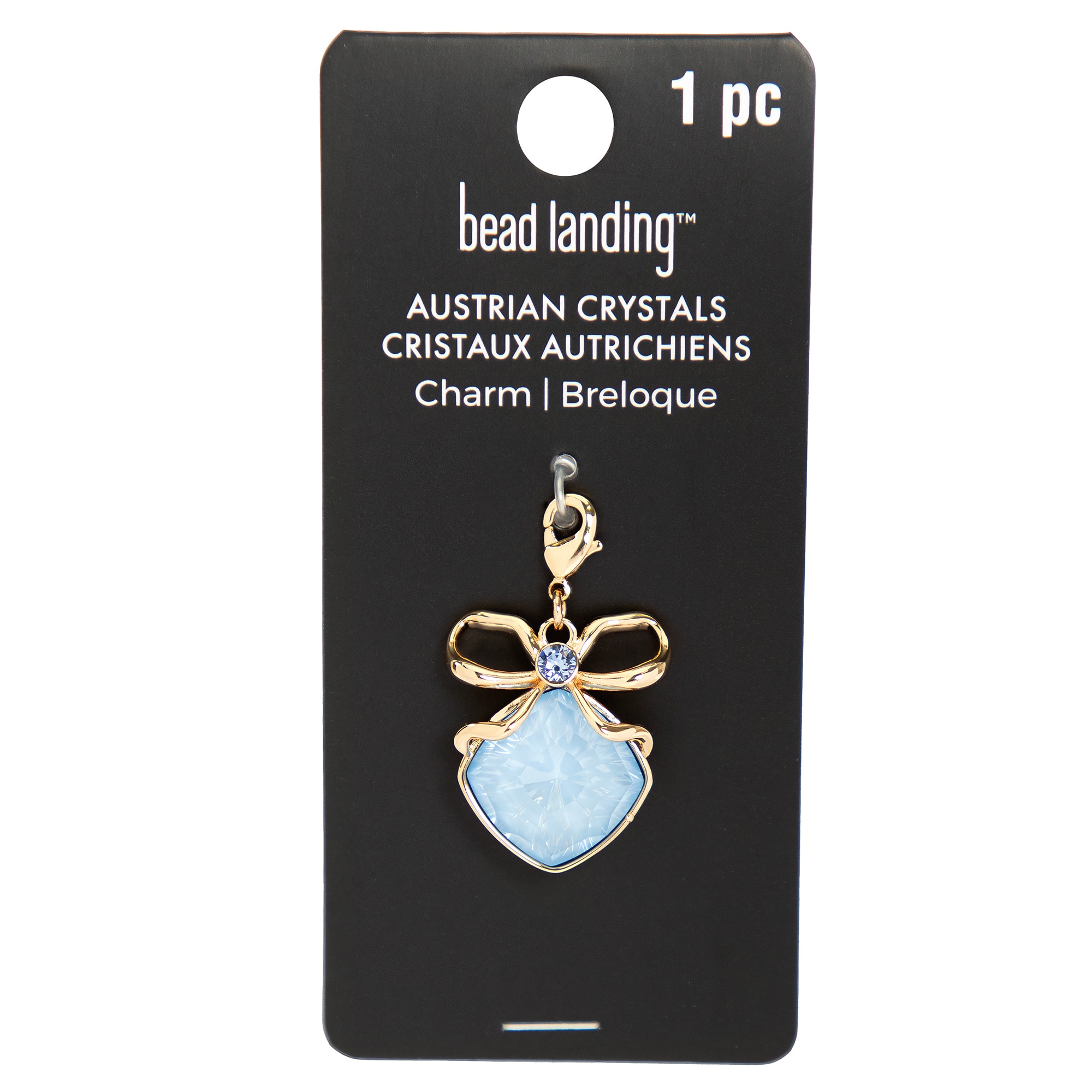 Blue Gem with Bow Austrian Crystal Charm by Bead Landing™