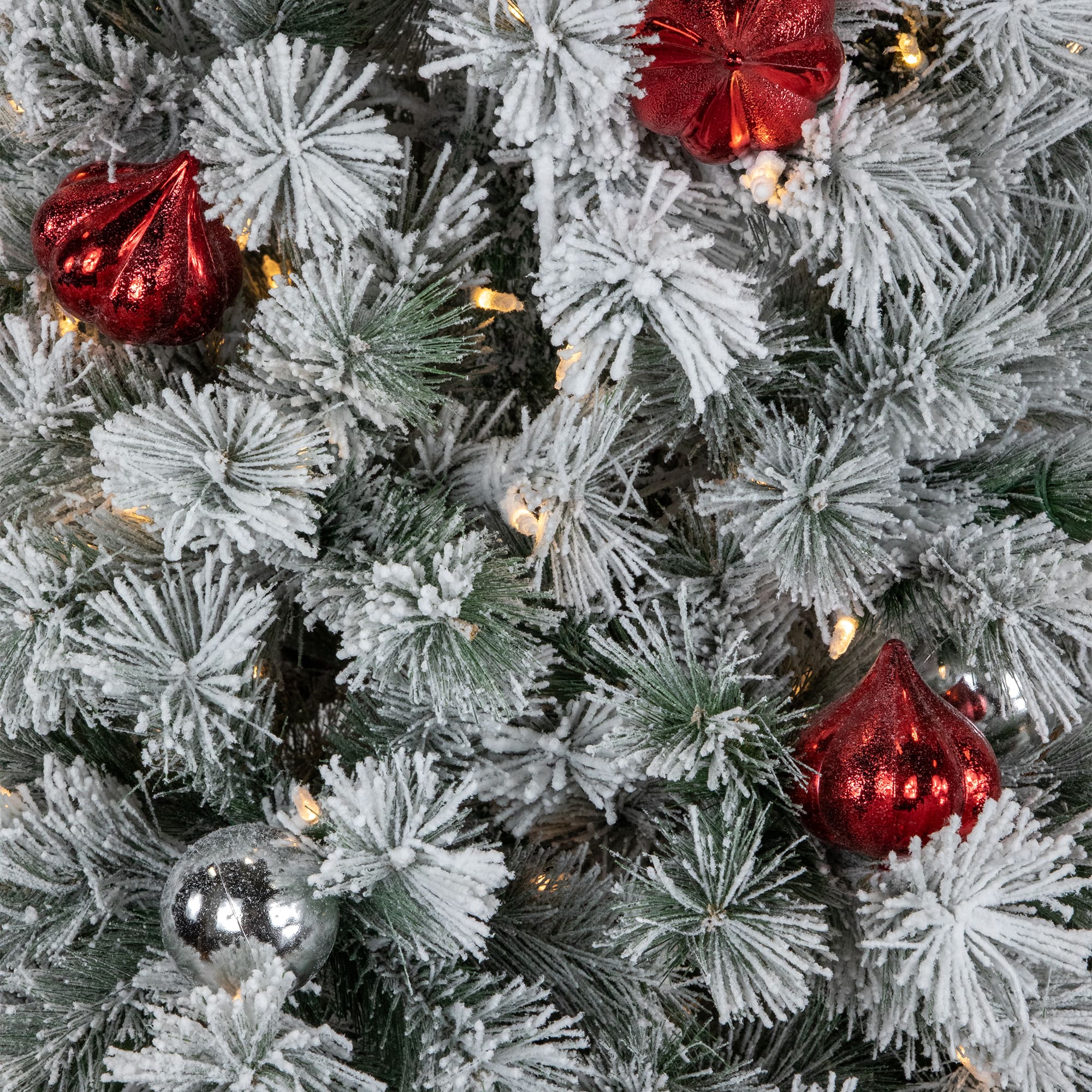 7ft. Pre-Lit Snowy Bristle Pine Artificial Christmas Tree, Warm White LED Lights