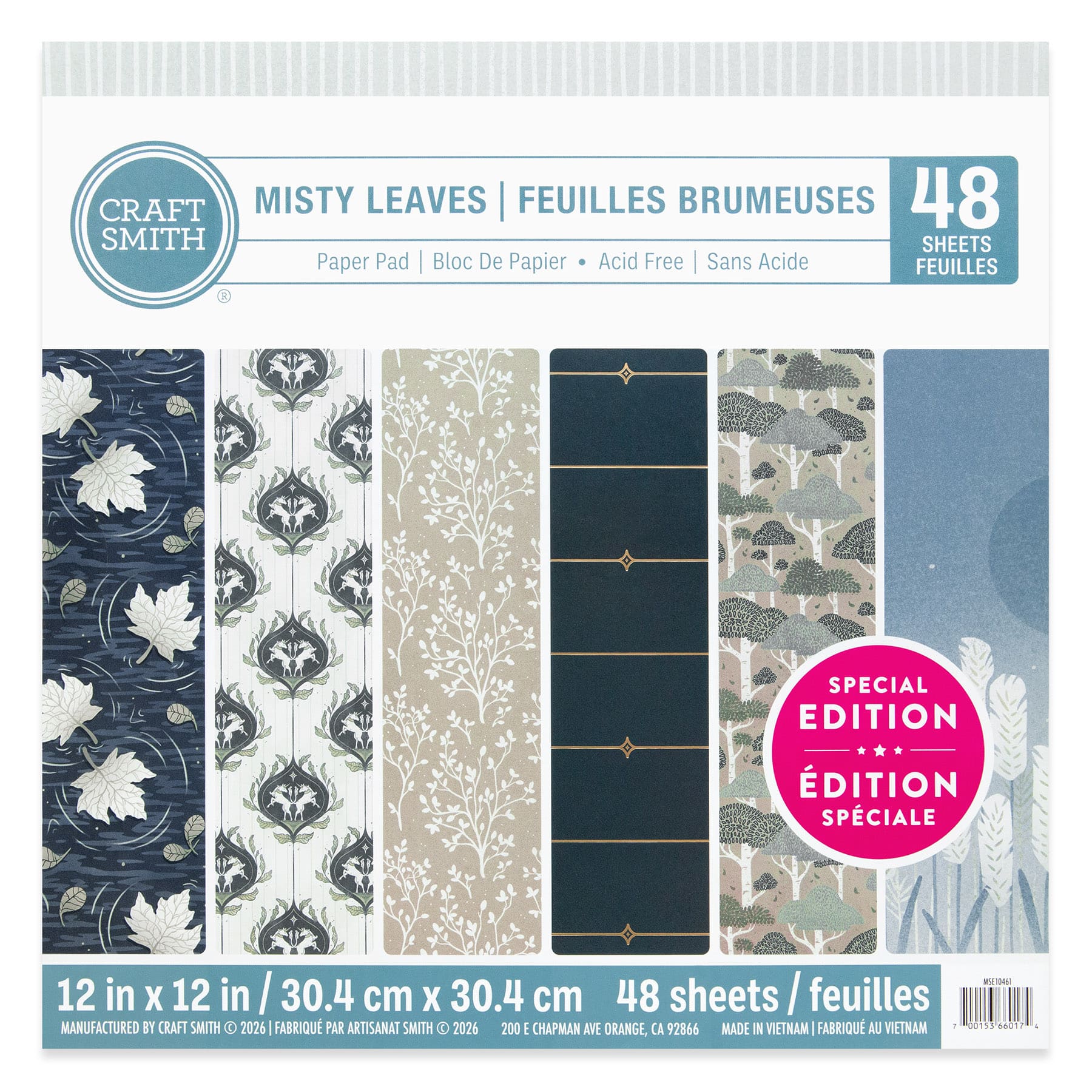 Craft Smith 12" x 12" Misty Leaves Paper Pad, 48 Sheets
