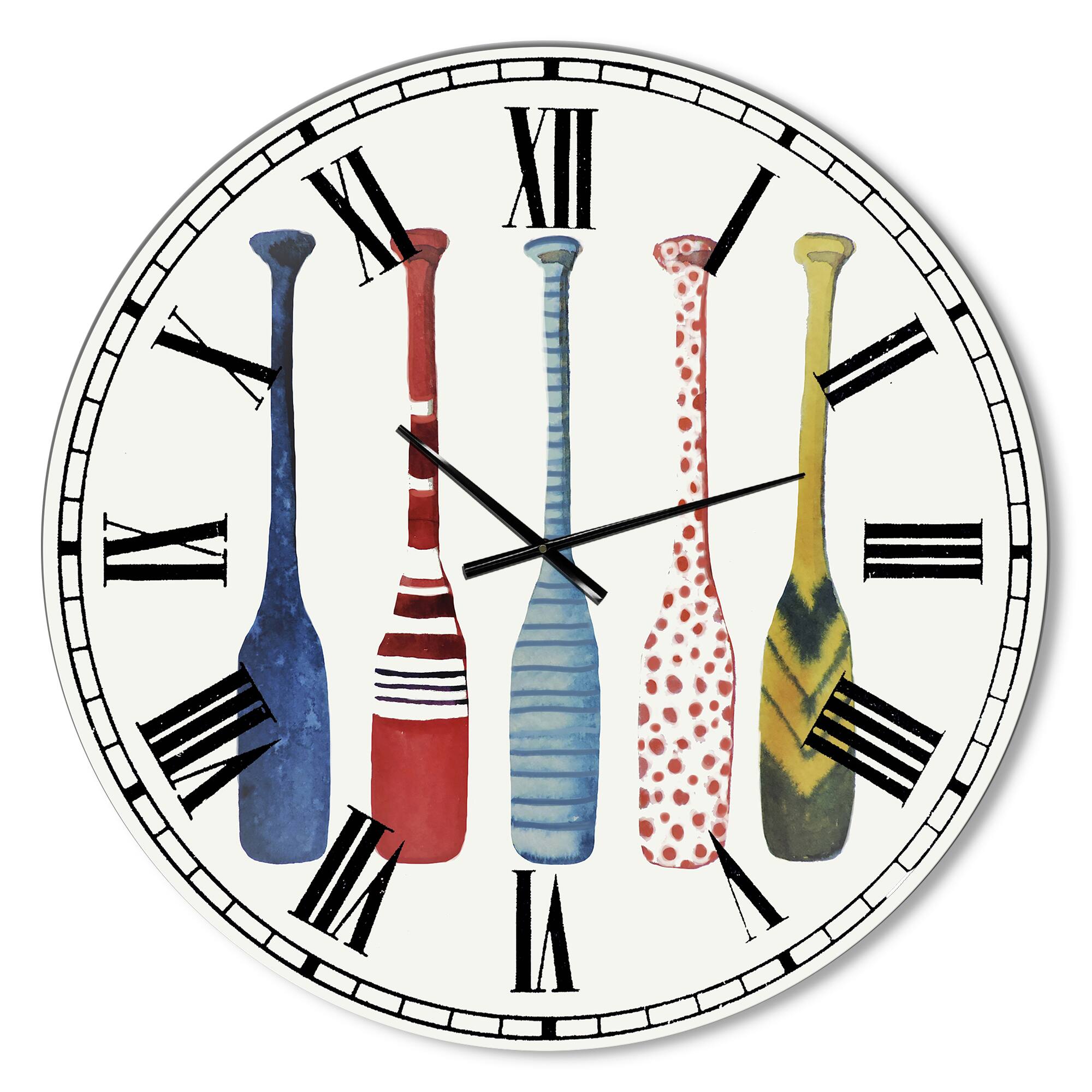 Designart 'Five Paddles Oversized Lake House Wall Clock