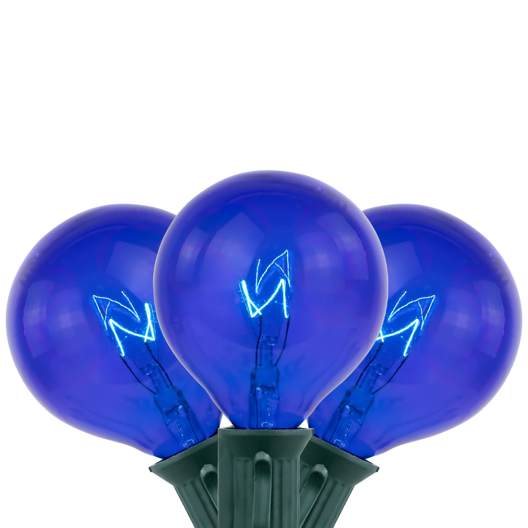 10-Count Blue G50 Globe Christmas Patio Lights- 9ft  Green Wire