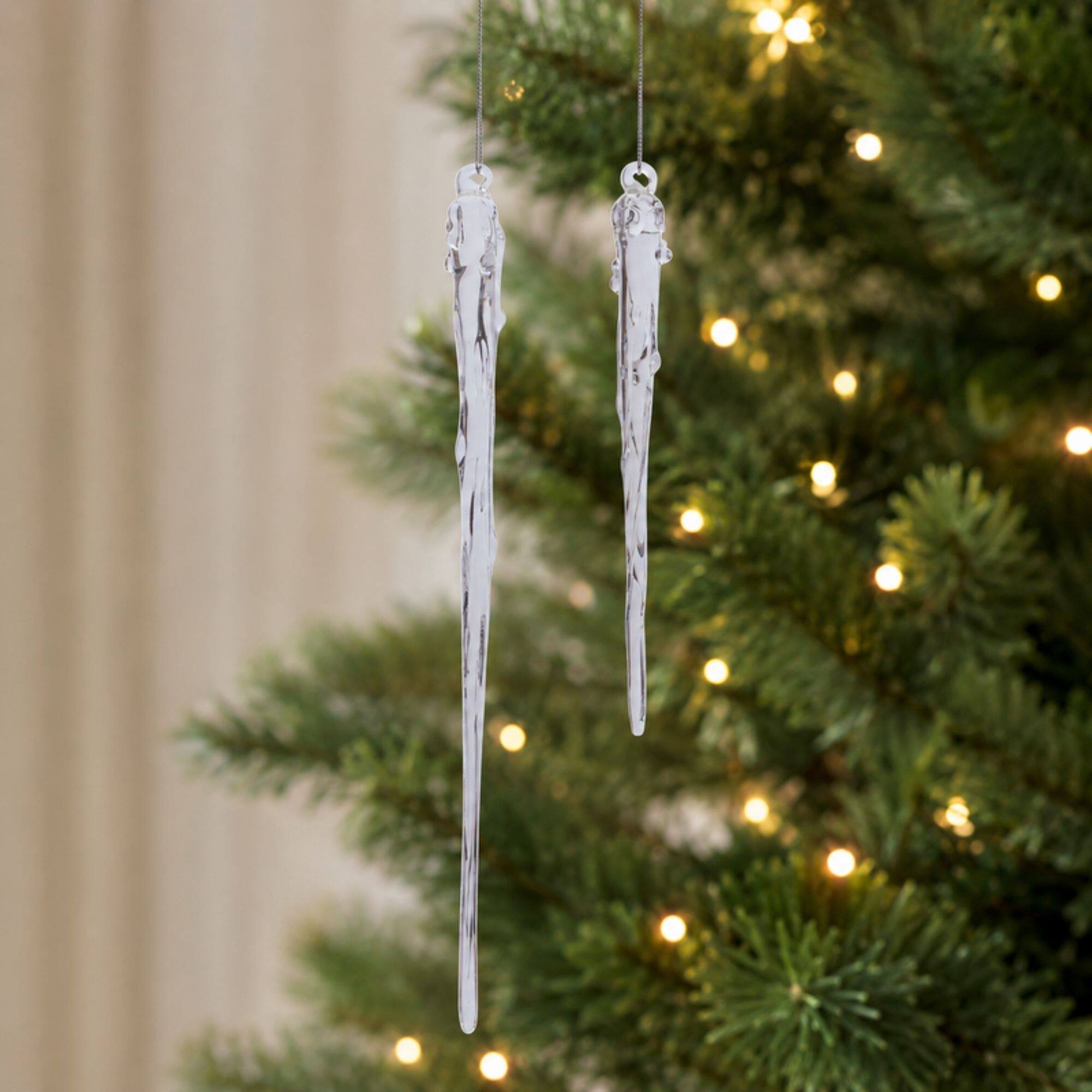 Melrose Dripping Icicle Glass Ornaments Set