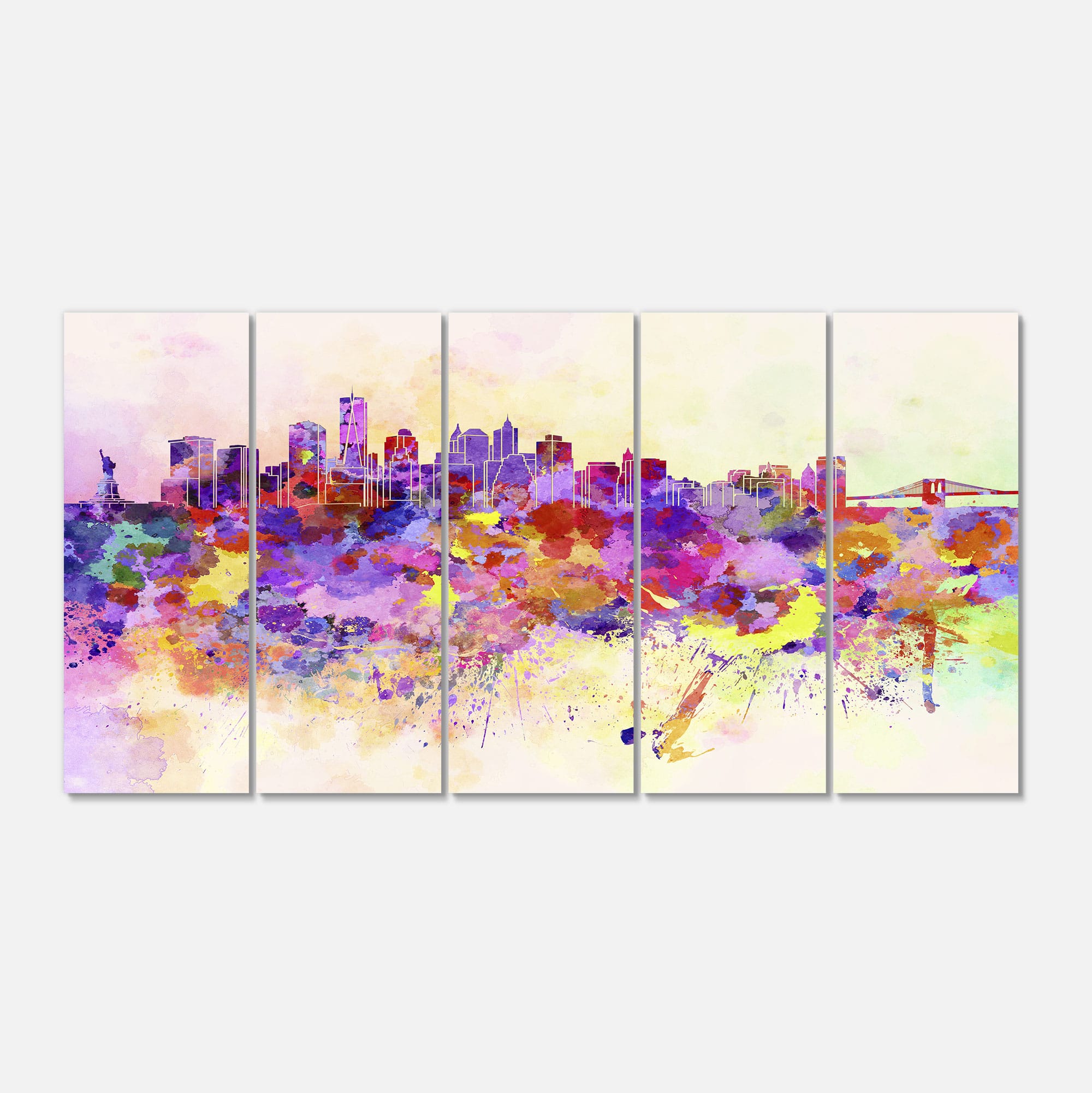 Designart - Purple New York Skyline - Cityscape Canvas Art Print
