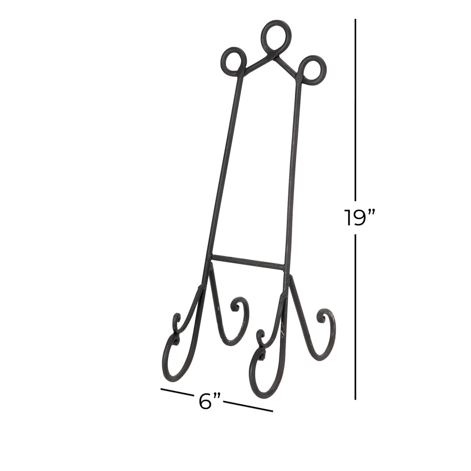 Traditional Scrolling Black Metal Easel, 19" x 6" x 9"