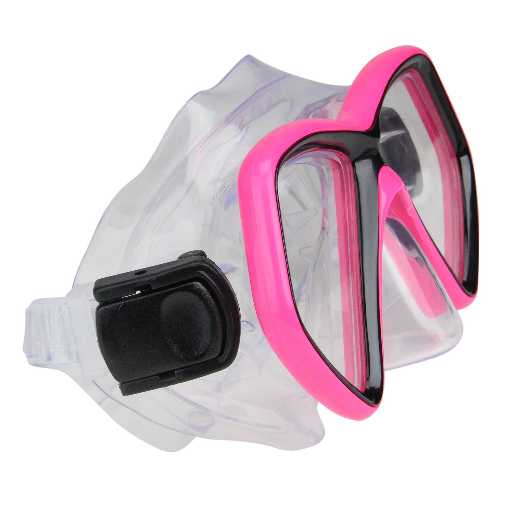 6.25" Hot Pink and Black Monaco Children's Swimming Mask for Ages 10 and up