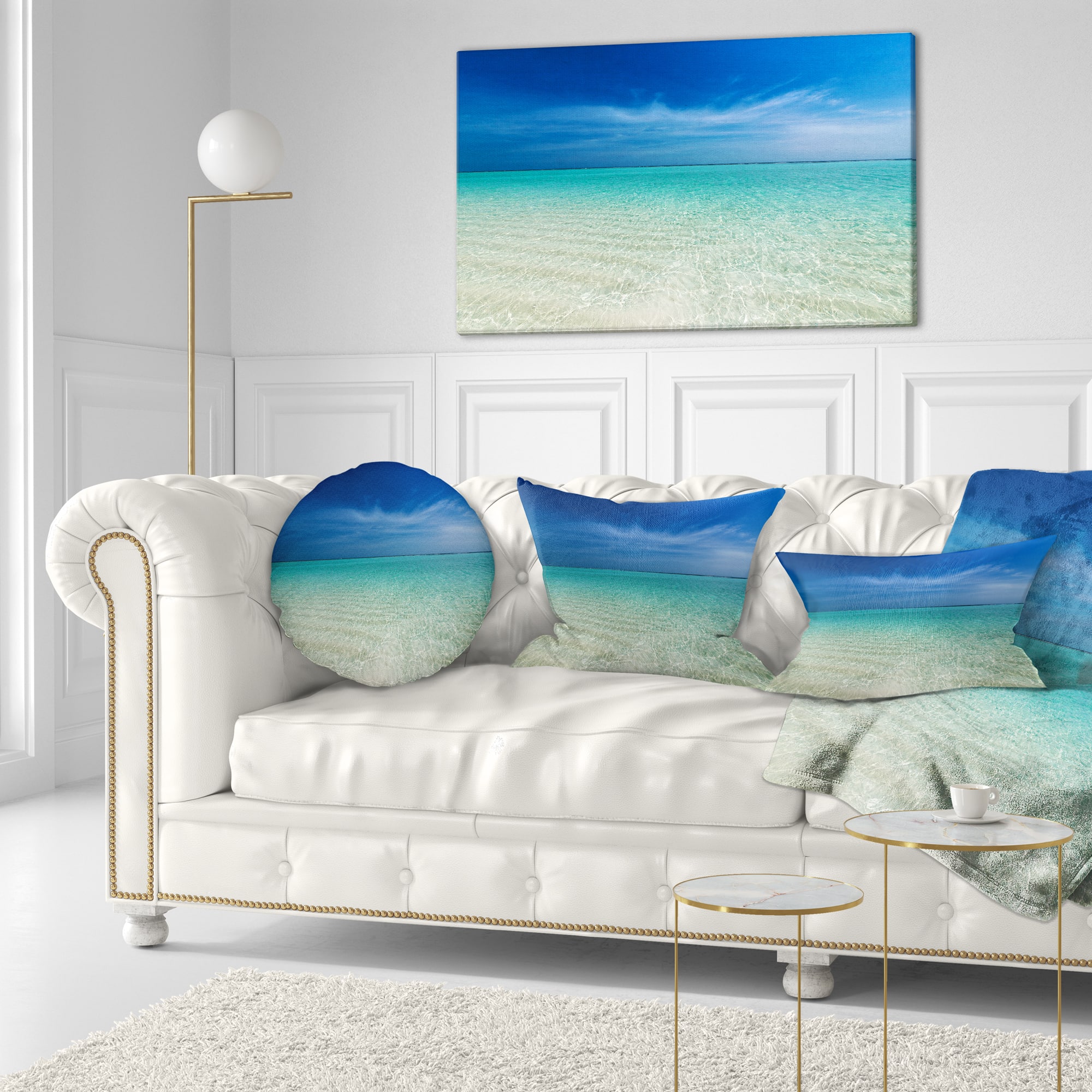 Designart - Turquoise Ocean Under Blue Sky - Modern Seascape Canvas Artwork