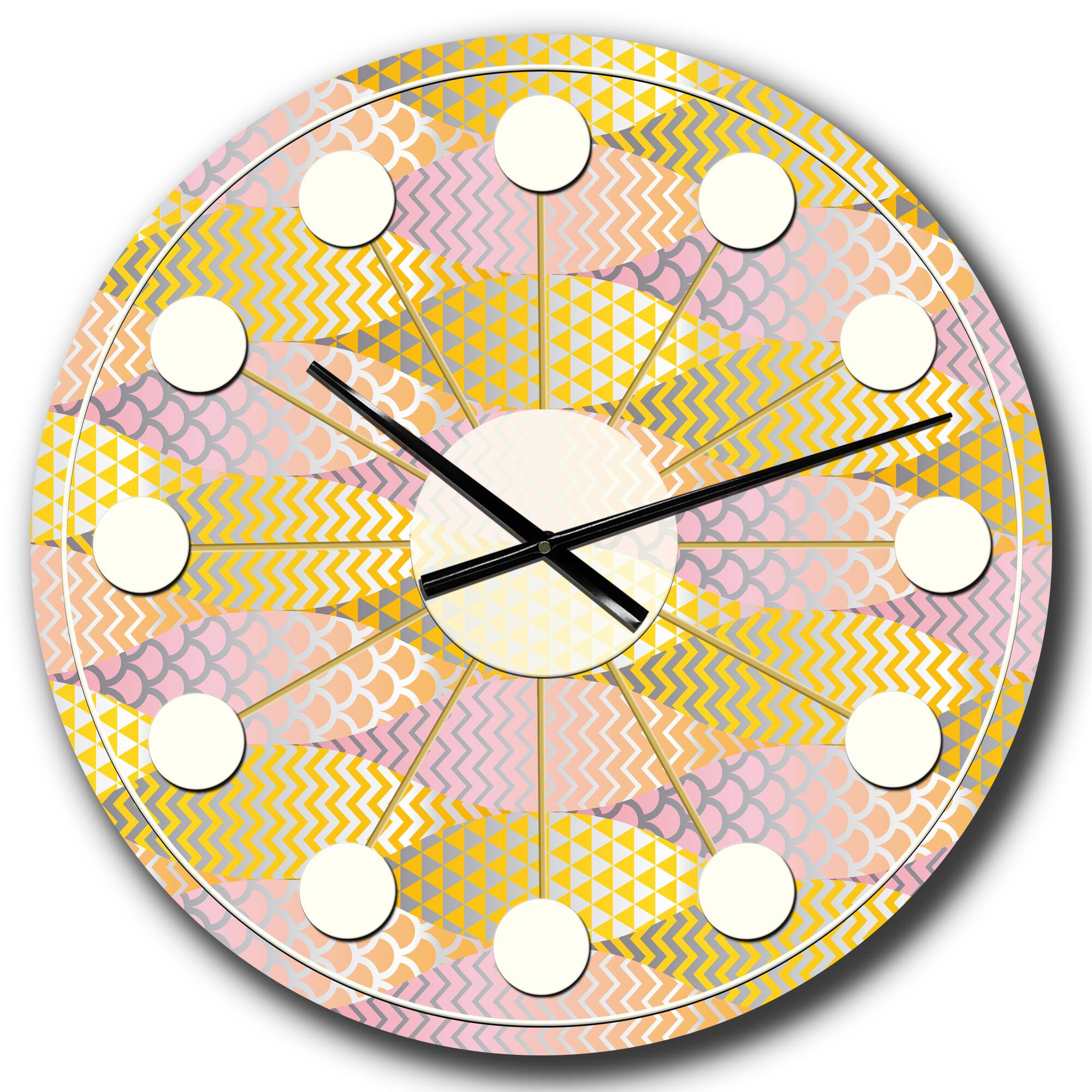 Designart 'Golden Geometrical Fish Scale Mid-Century Modern Wall Clock