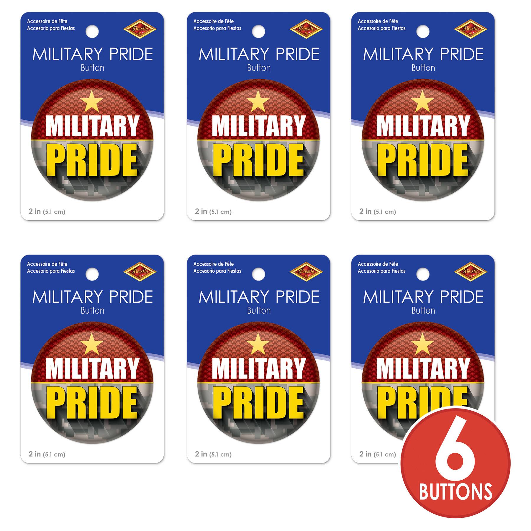 Beistle 2" Red Camouflage Military Pride Buttons, 6ct.