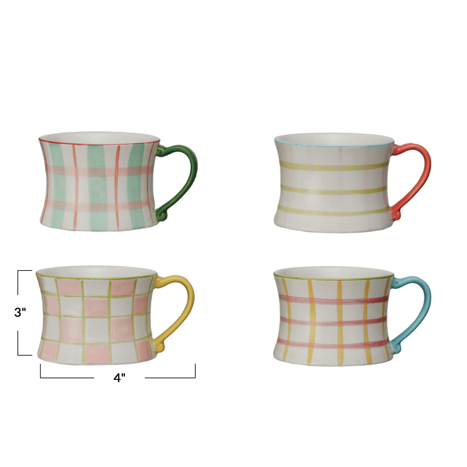 Hello Honey® 3" Plaid Panache Stoneware Mug Set