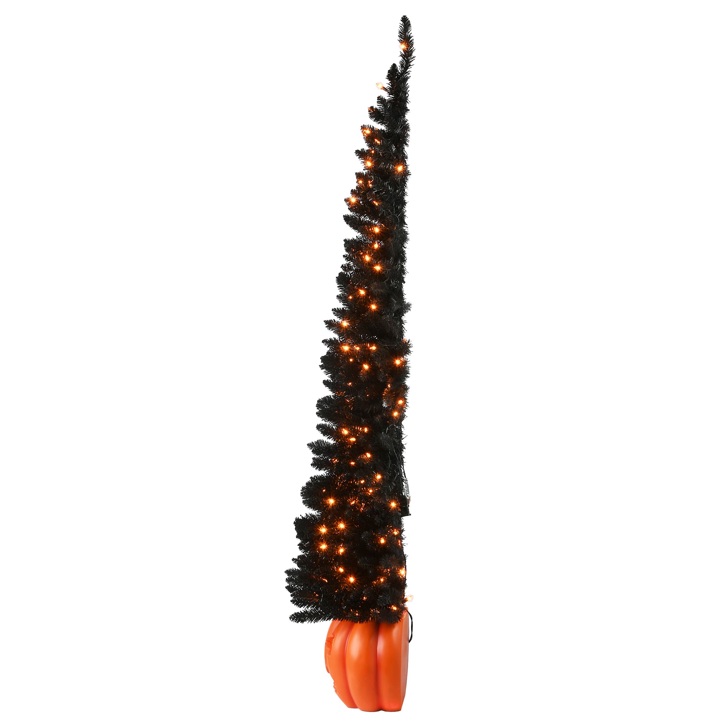 6ft. Pre-Lit Half Artificial Halloween Tree, Orange Lights