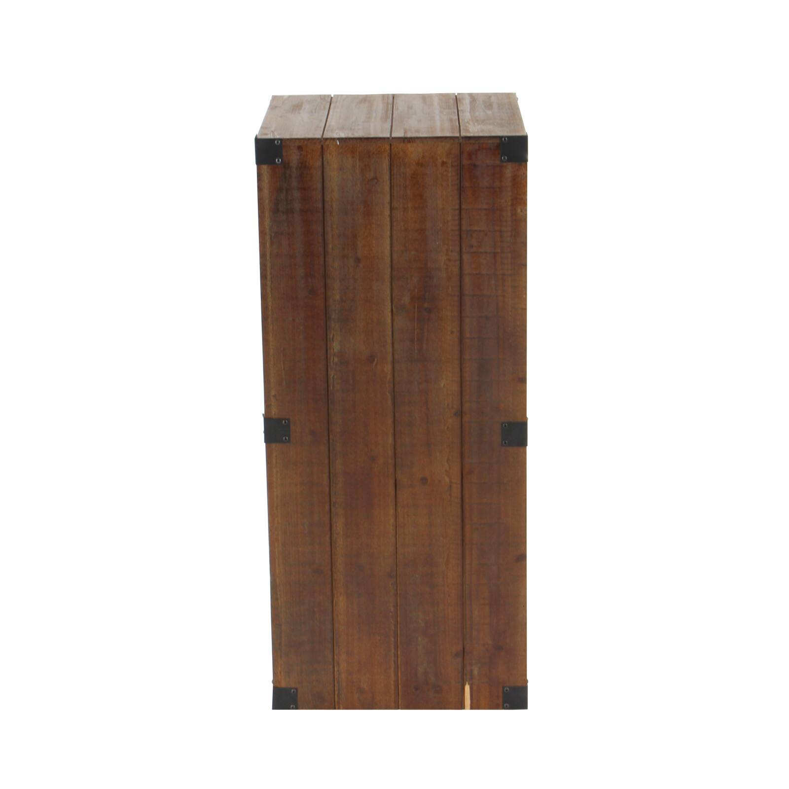 Set of 5" Brown Wood Farmhouse Pedestal Table, 36", 30", 24", 18", 12"