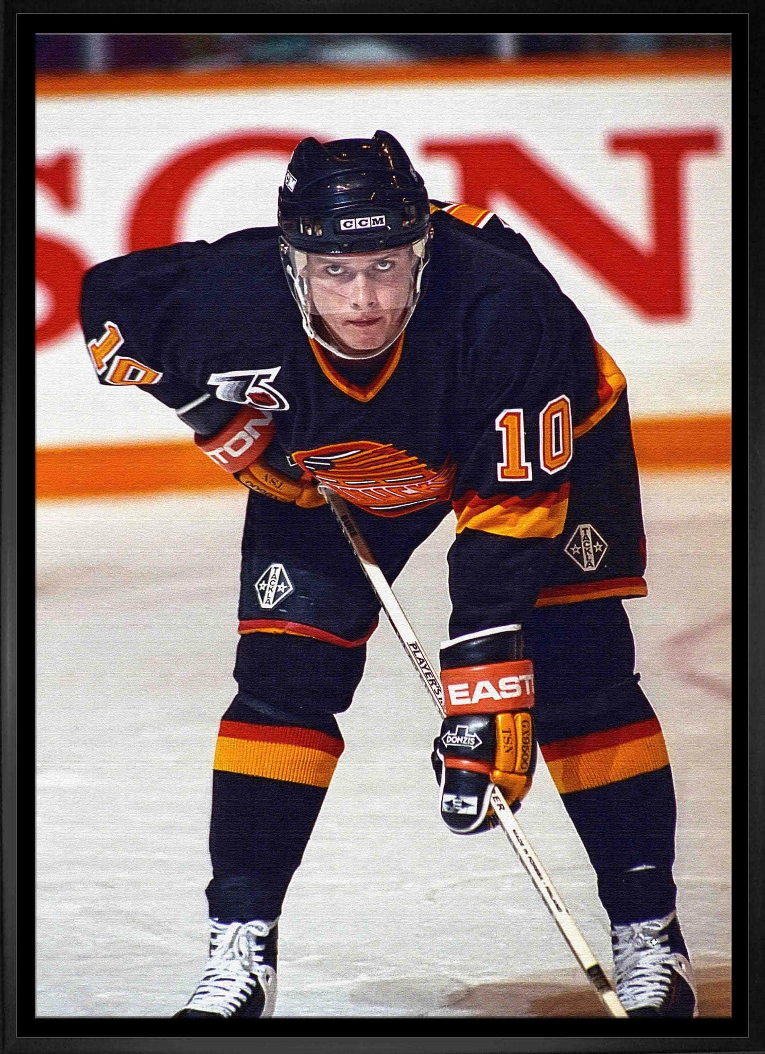 Pavel Bure 20" x 29" Framed Canvas Canucks Face-Off-V 22.5" x 31.5"