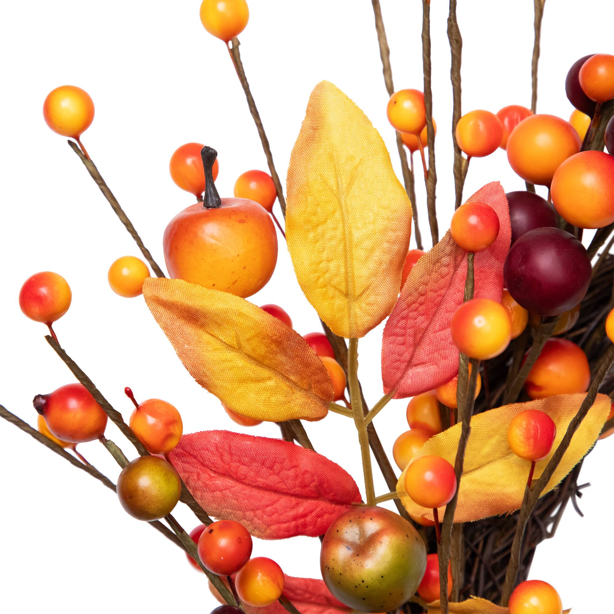 18" Berries & Apples Foliage Twig Thanksgiving Wreath