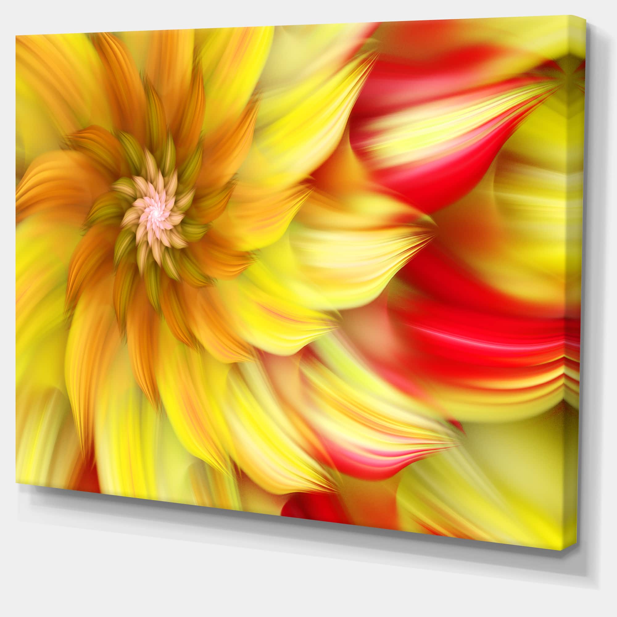 Designart - Rotating Yellow Red Fractal Flower