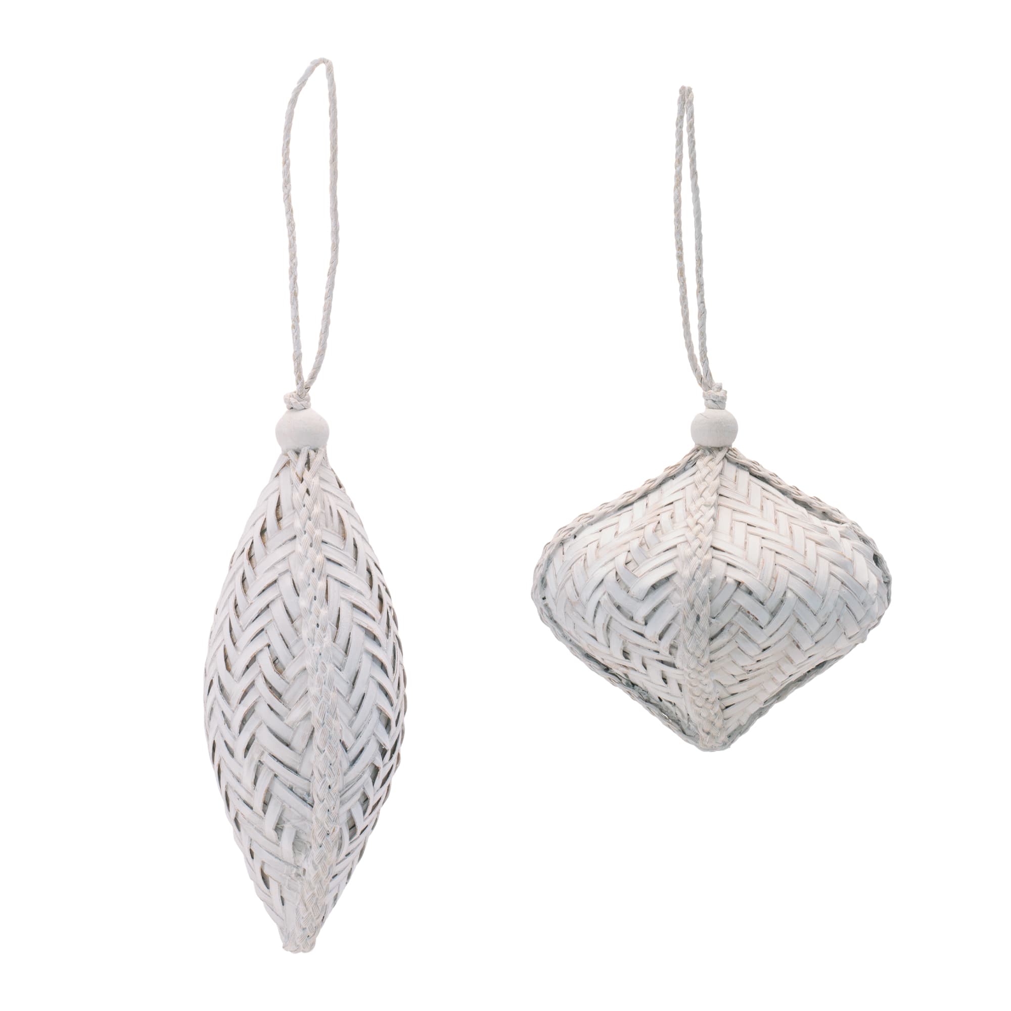 Melrose White Rustic Cane Ornaments Set