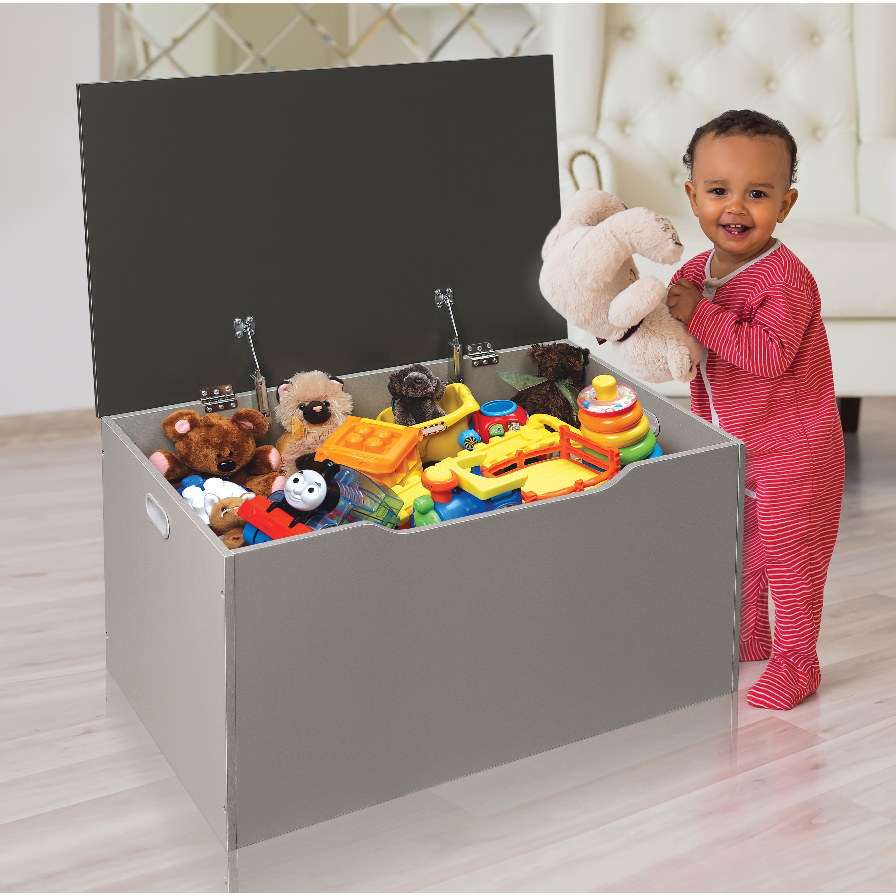 Badger Basket Woodgrain Gray Flat Bench Top Toy & Storage Box