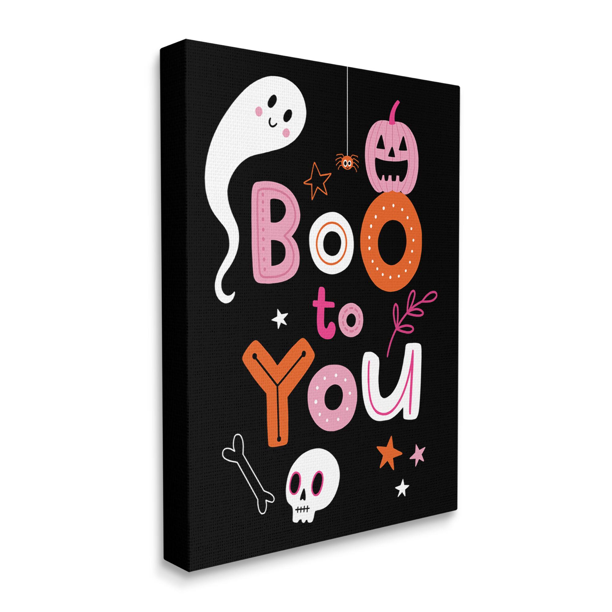 Stupell Industries Boo To You Smiling Halloween Elements Canvas Wall Art