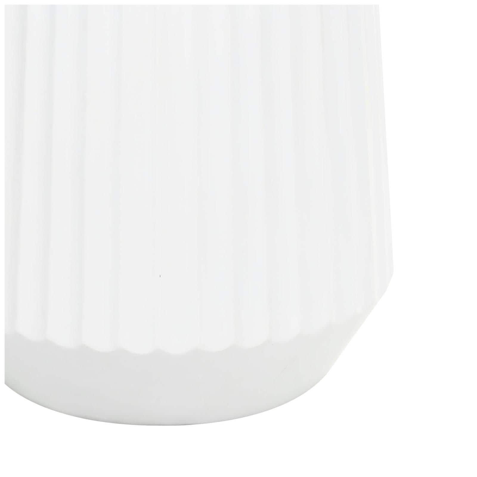 Large White Ribbed Resin Floor Vase